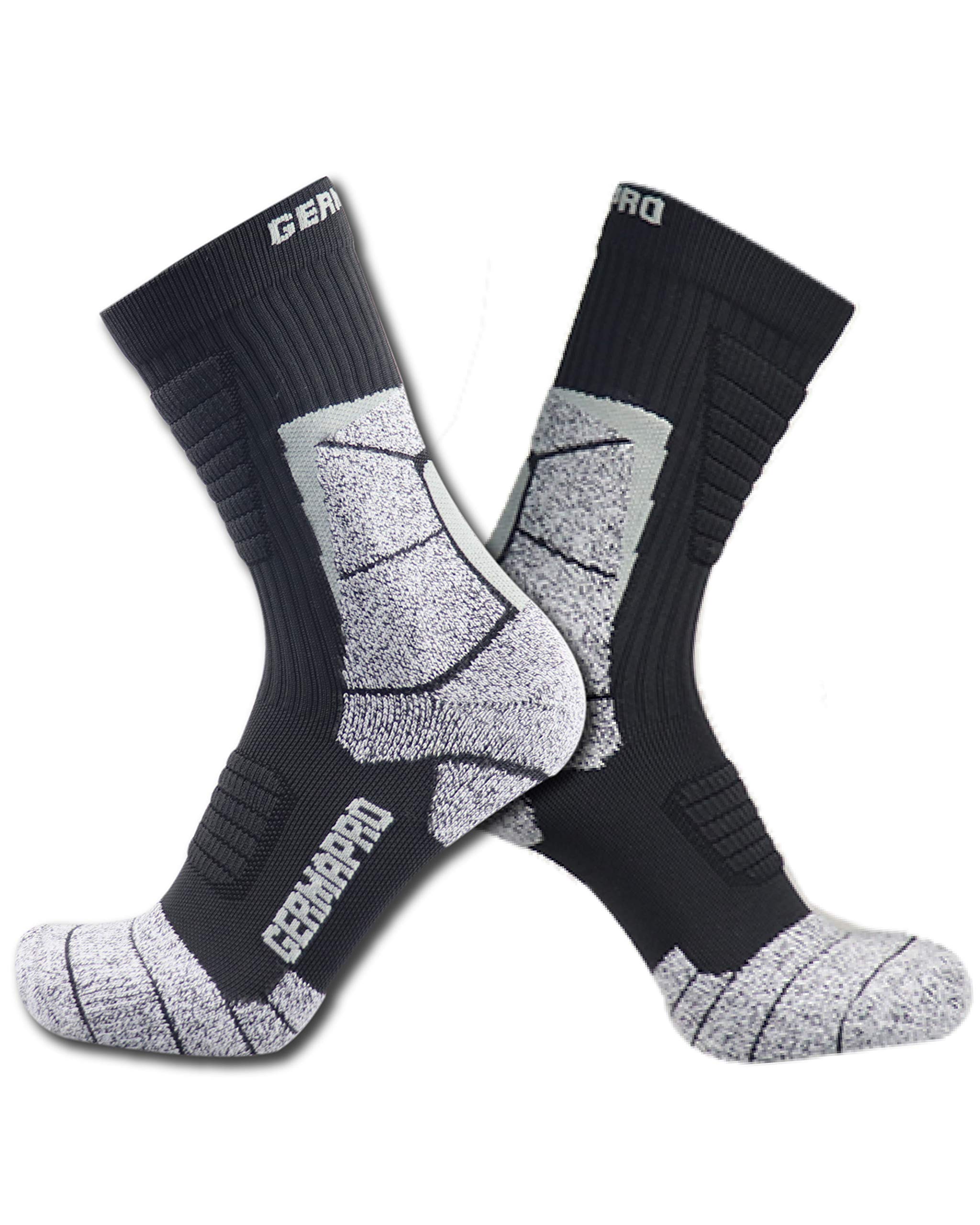 Men's Moisture-Wicking Compression Hiking & Work Boot Socks with Anti-Fatigue Germanium & Coolmax Fiber - 6 Pack - Breathable Performance Socks for Outdoor Activities, Hiking, and Long Work Shifts