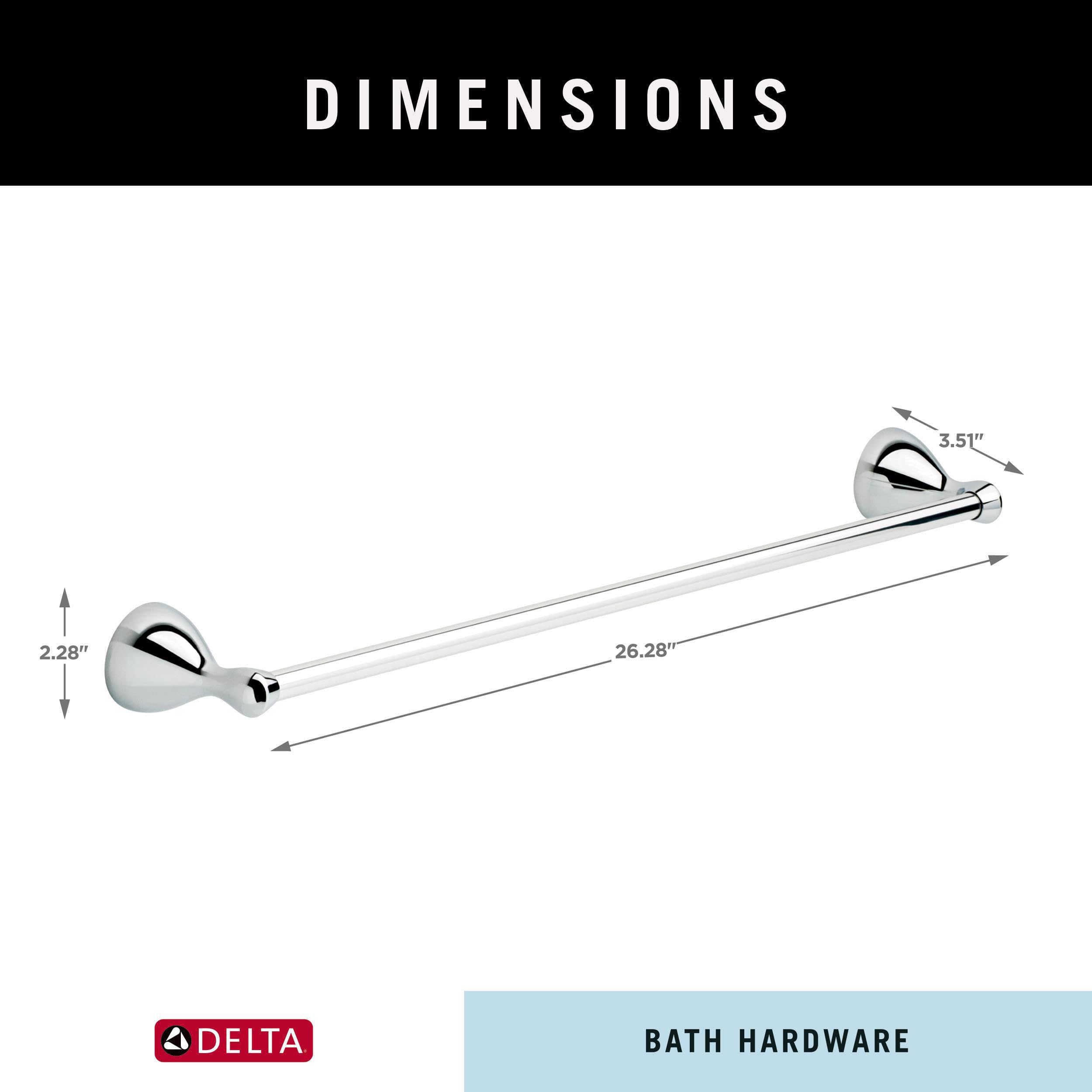 Delta Foundations 24-Inch Polished Chrome Wall Mounted Towel Rack - Bathroom Hardware Accessory (1-Pack) | Perfect for Small Bathrooms, Powder Rooms & Laundry Areas