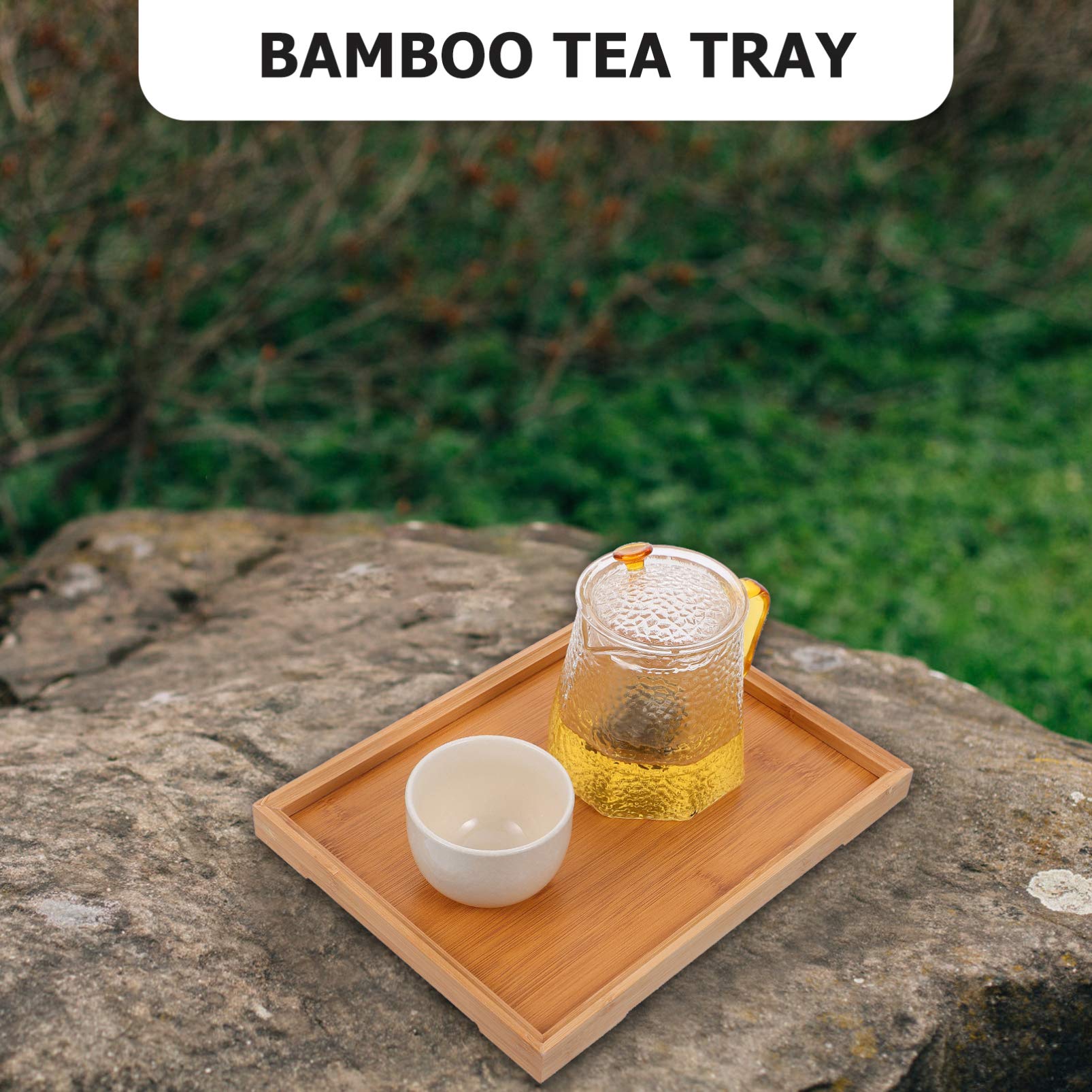 **Cabilock Bamboo Serving Tray - 1pc Natural Bamboo Platter for Food, Tea, Snacks | Eco-Friendly Home & Kitchen Serving Dish for Parties, Dining, Entertaining**