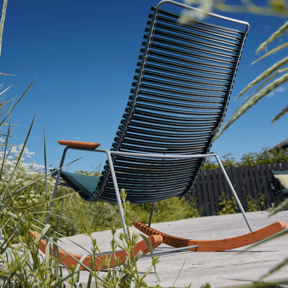 CLICK Outdoor Rocking Chair - Patio, Garden & Porch Relaxation - Comfortable All-Weather Wicker Rocking Chair for Backyard, Poolside & Deck Use