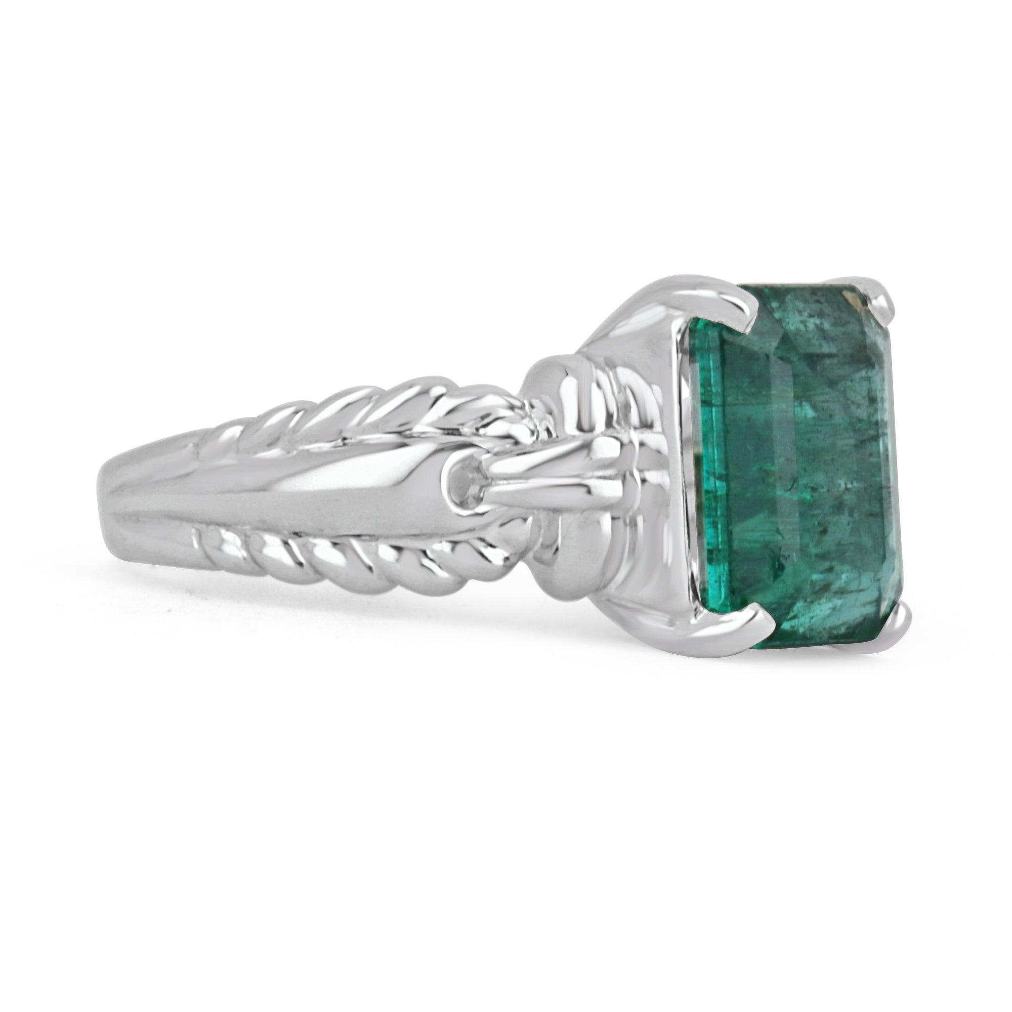 3.59 Carat Natural Emerald Cut Solitaire Vintage Style Platinum Ring for Women - Elegant Engagement, Wedding, Anniversary Gift & Special Occasion Jewelry