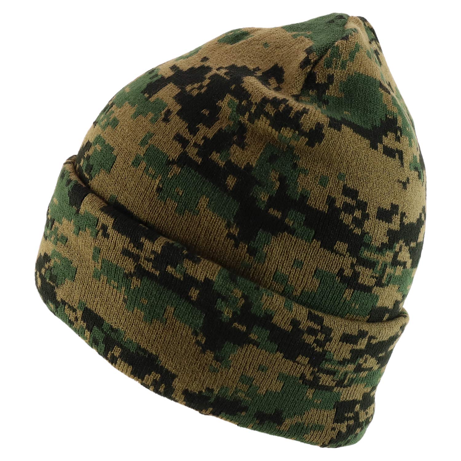 Trendy Winter Camo Cuff Folded Beanie Hat for Men & Women - Warm Fleece Lined Skull Cap - Outdoor Activities, Skiing, Snowboarding, Hiking