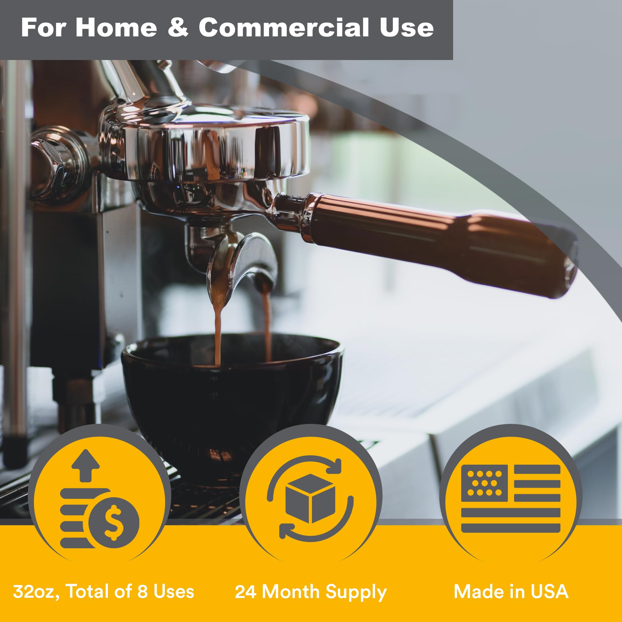 32oz Coffee Machine Descaler (8 Uses) - Compatible with Nespresso, Breville, DeLonghi & Keurig - Descaling Solution for Coffee Maker & Espresso Machine Cleaner - Perfect for Home, Office & Cafe Use