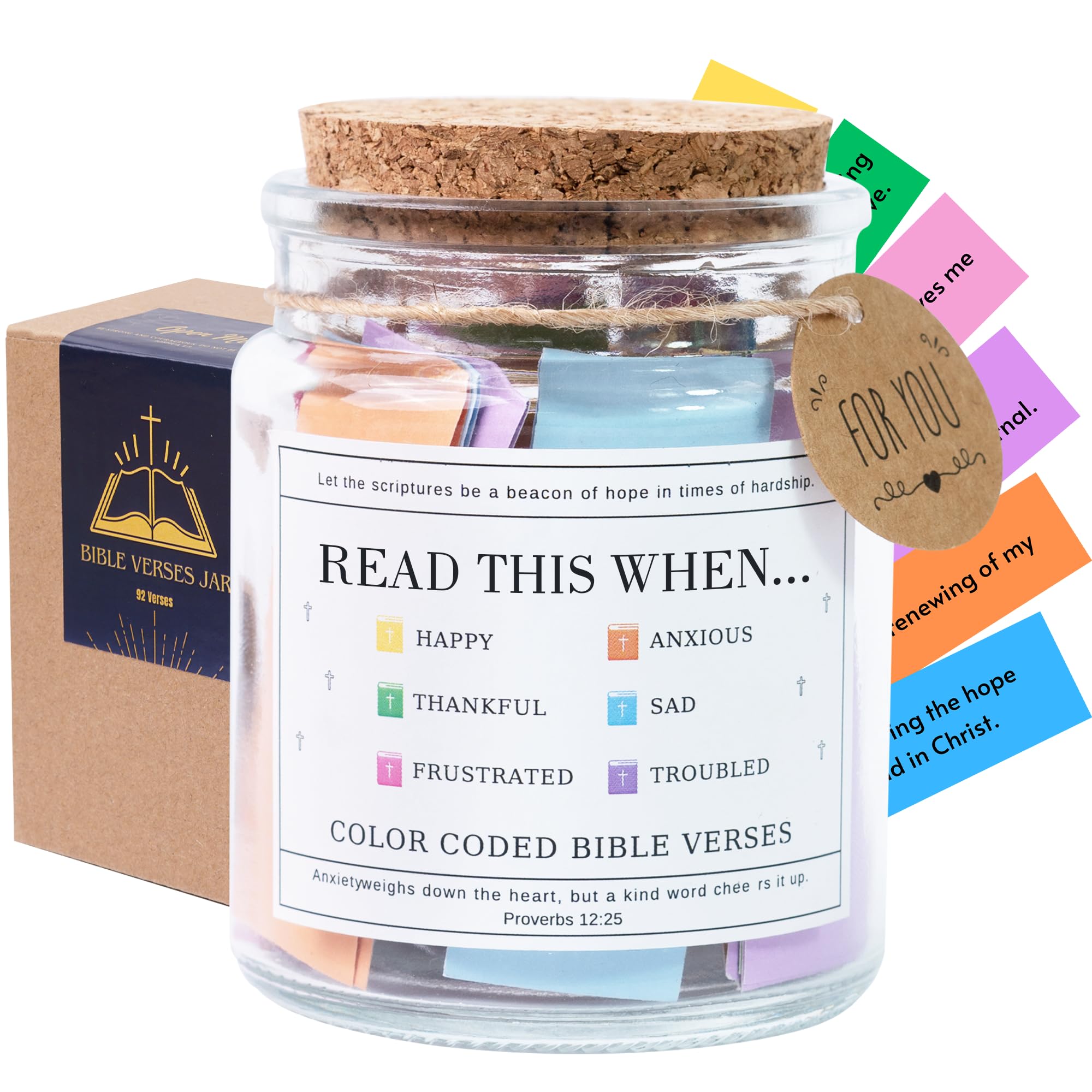 Bible Verse Jar - Inspirational Christian Gifts for Women, Birthday Gifts, Easter Basket Stuffers & Graduation Presents | Perfect for Daily Devotion, Mom's Day, Easter & St. Patrick's Day