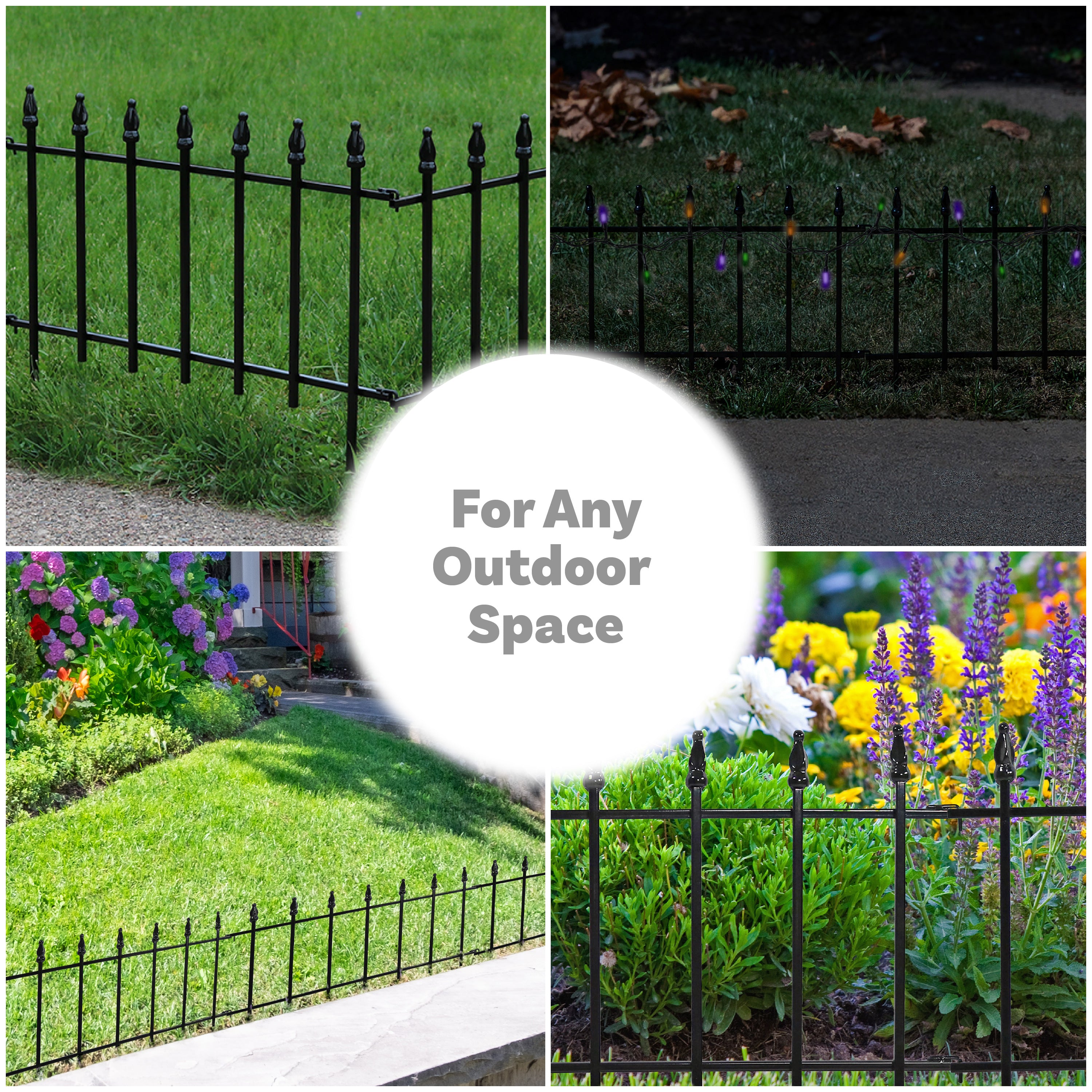 Sunnydaze Roman Garden Border Fence Set - Decorative Metal Landscape Edging for Flower Beds, Lawns & Pathways - Outdoor Yard & Garden Décor