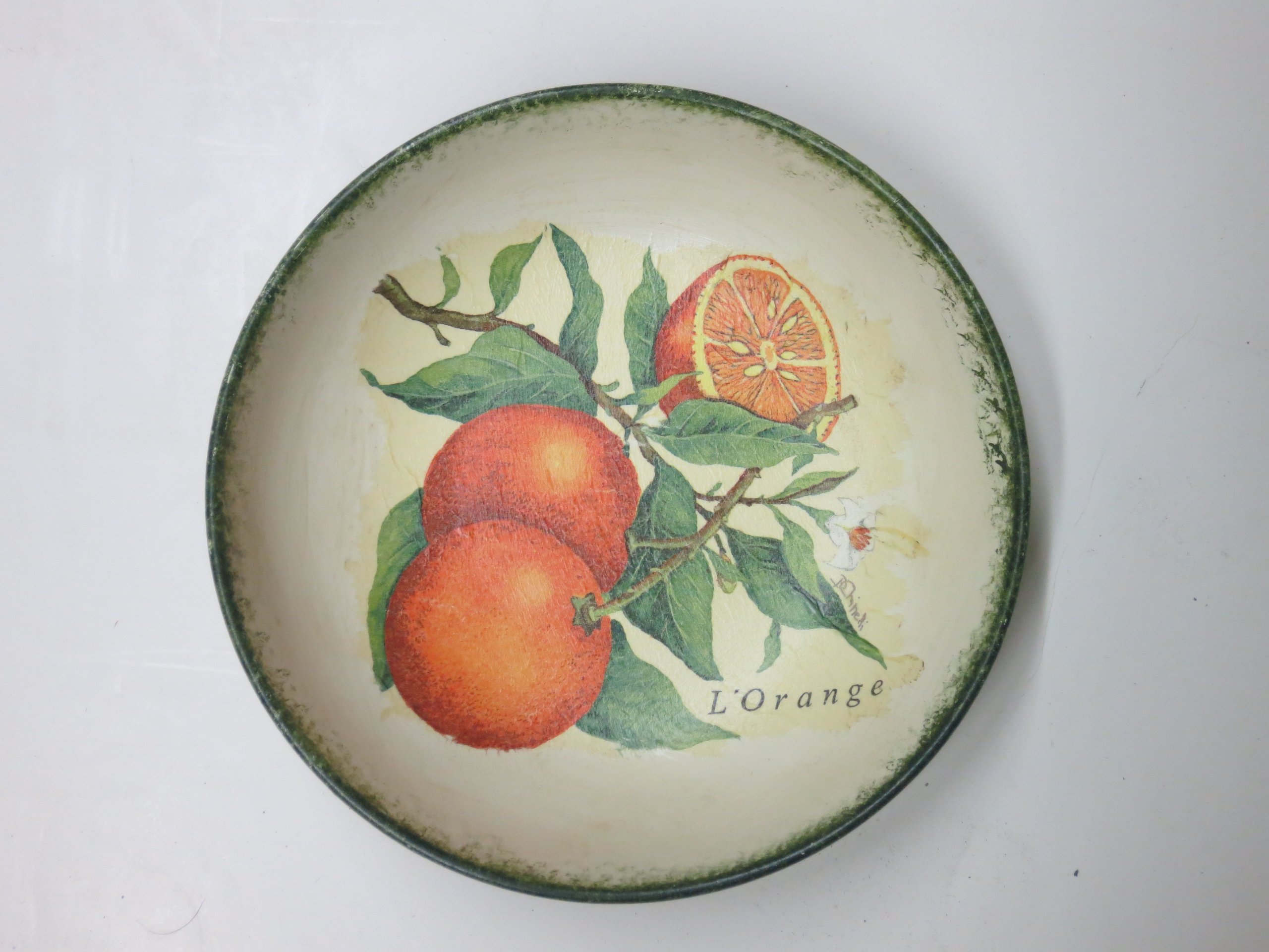 GAC Italian Hand Painted 'Country Fruit' Large Decorative Serving Bowl 9