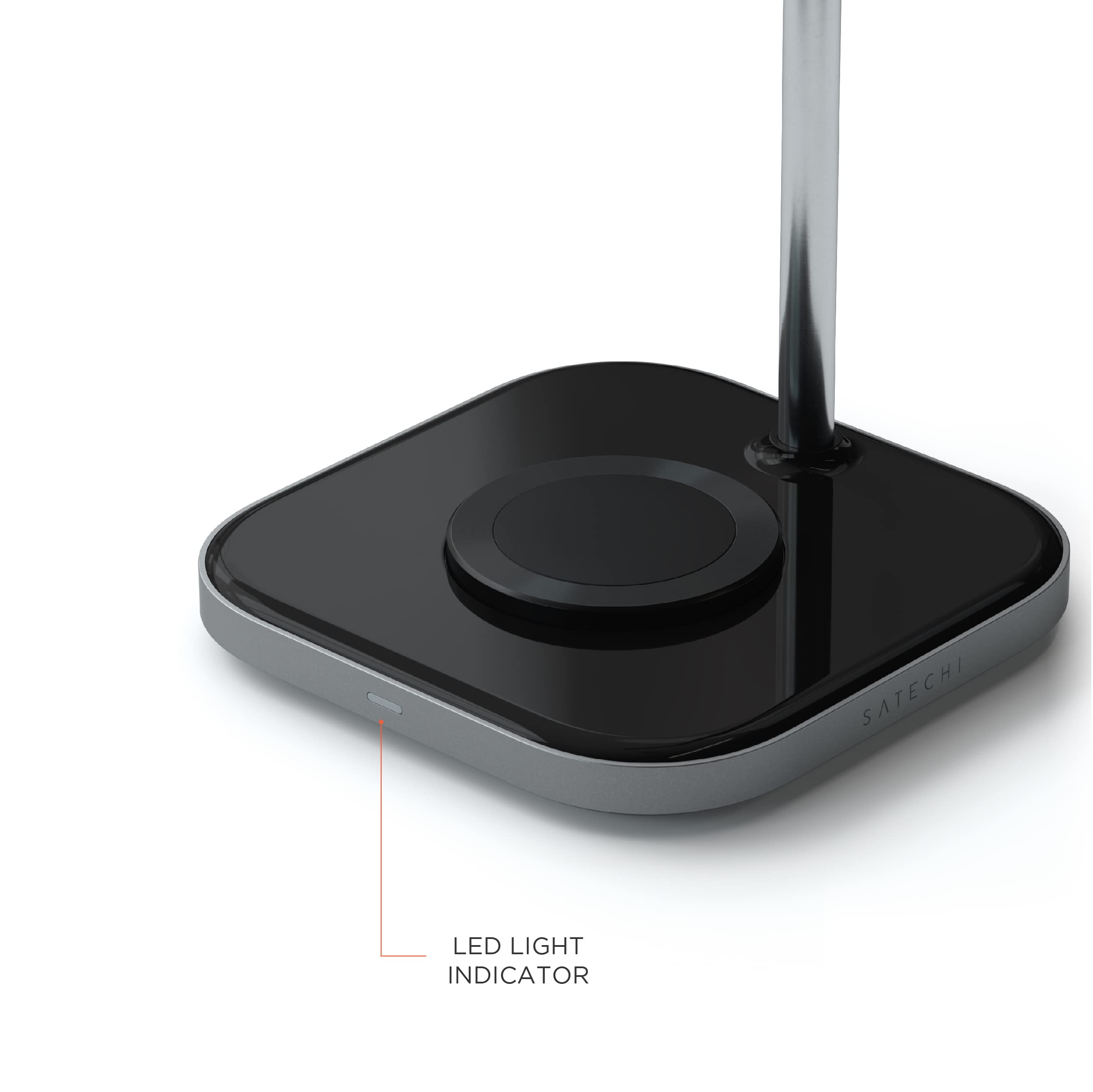Satechi 2-in-1 Headphone Stand with Wireless Charger - USB-C Charging Station & Magnetic Qi Charger for iPhone 16/15/14/13/12 Series - Perfect for Home Office, Gaming Setup and Nightstand Charging