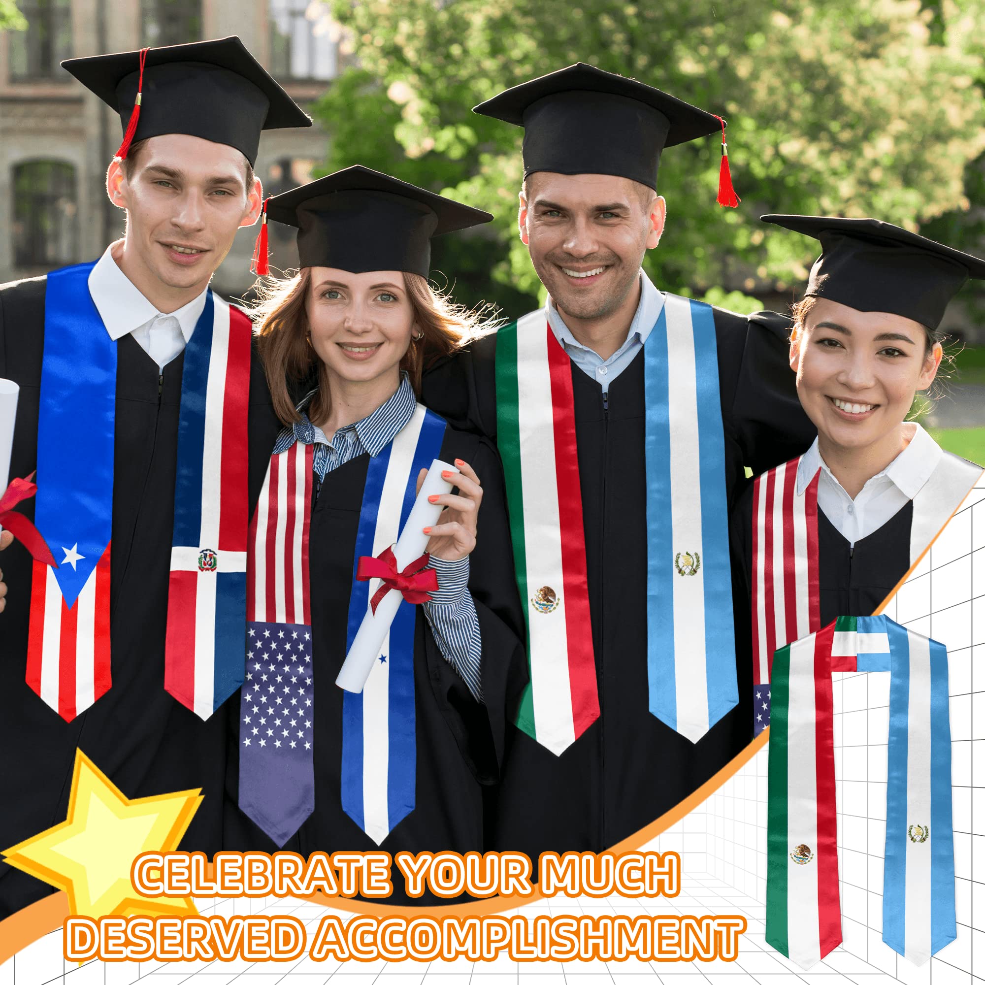 American Honduras Flag Graduation Stole Sash - Premium Graduation Gift for High School & College Ceremonies - Perfect for Commencement, Cultural Pride & Graduation Photos