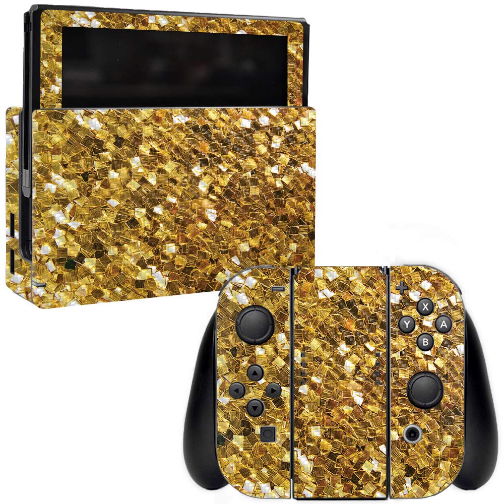 Premium Carbon Fiber Skin for Nintendo Switch - Gold Chips Design | Protective & Durable Textured Cover | Easy to Apply & Remove | Made in USA | Perfect for Gaming Protection & Style Upgrade