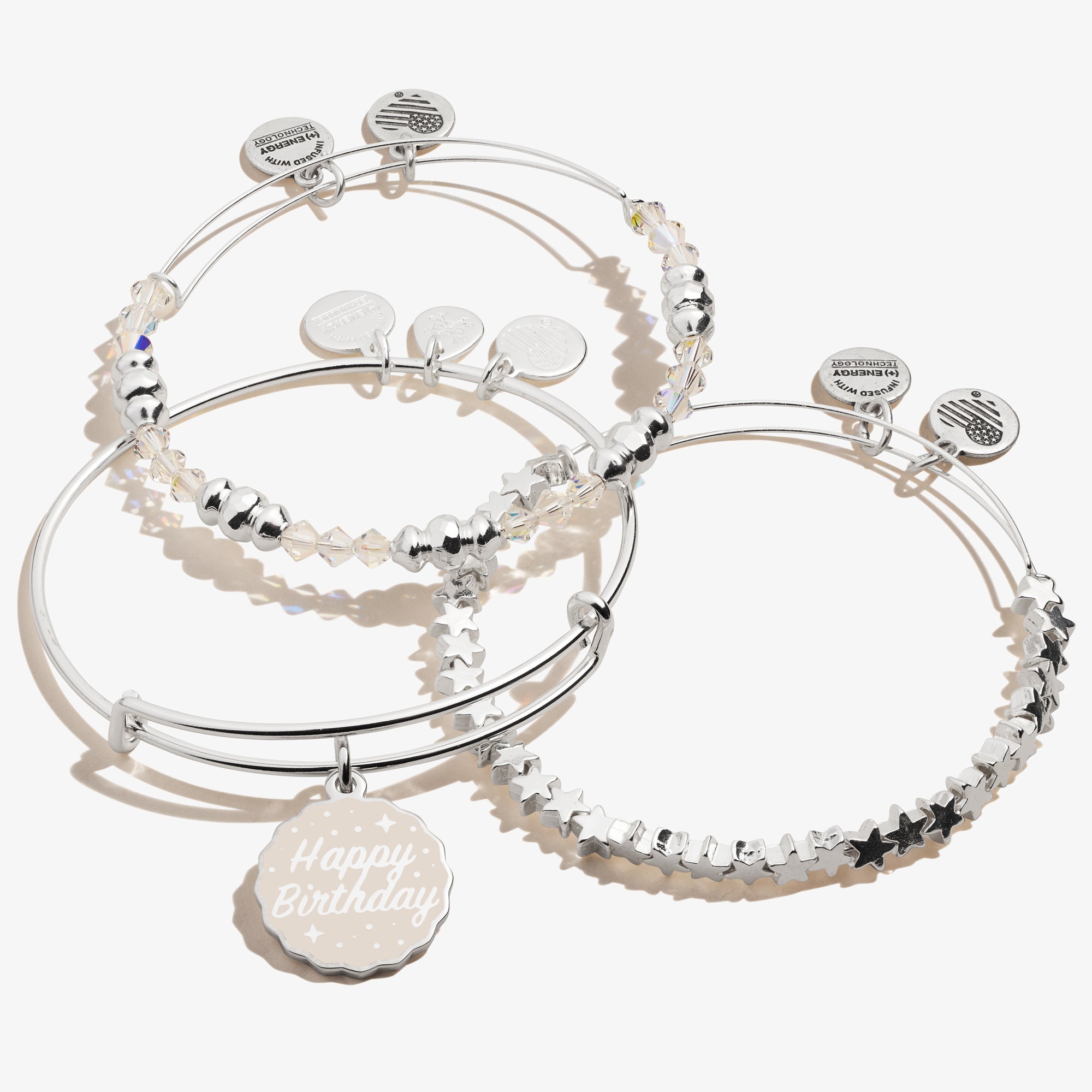 Happy Birthday Beaded Star Bangle Set - Trendy Beaded Bracelet Gift for Women & Girls - Perfect for Birthday Parties, Graduation & Special Occasions