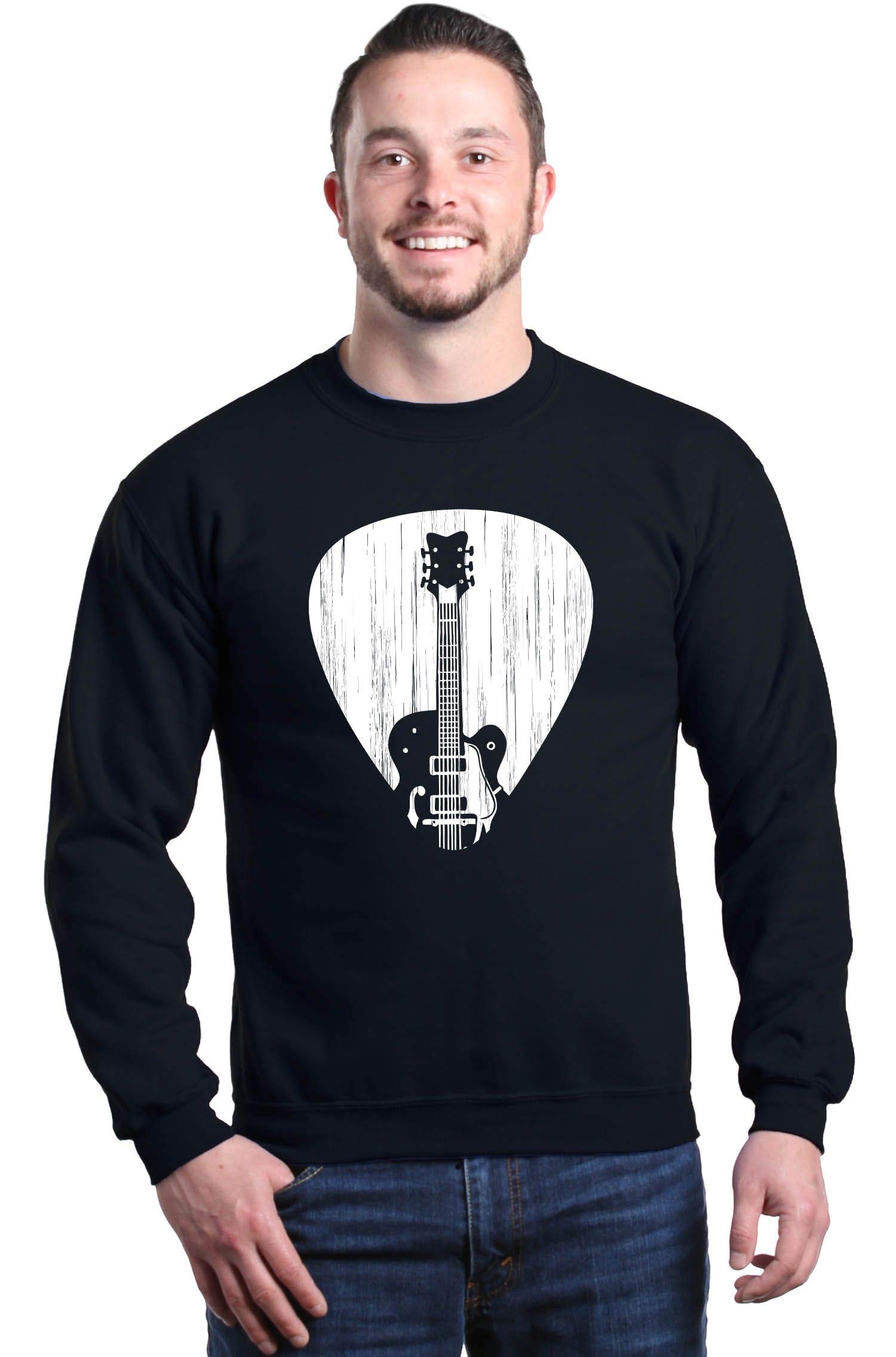 Electric Guitar Pick Musician Crewneck Sweatshirt | Music Lover Gift | Band Merch | Unisex Pullover Hoodie for Concerts & Casual Wear