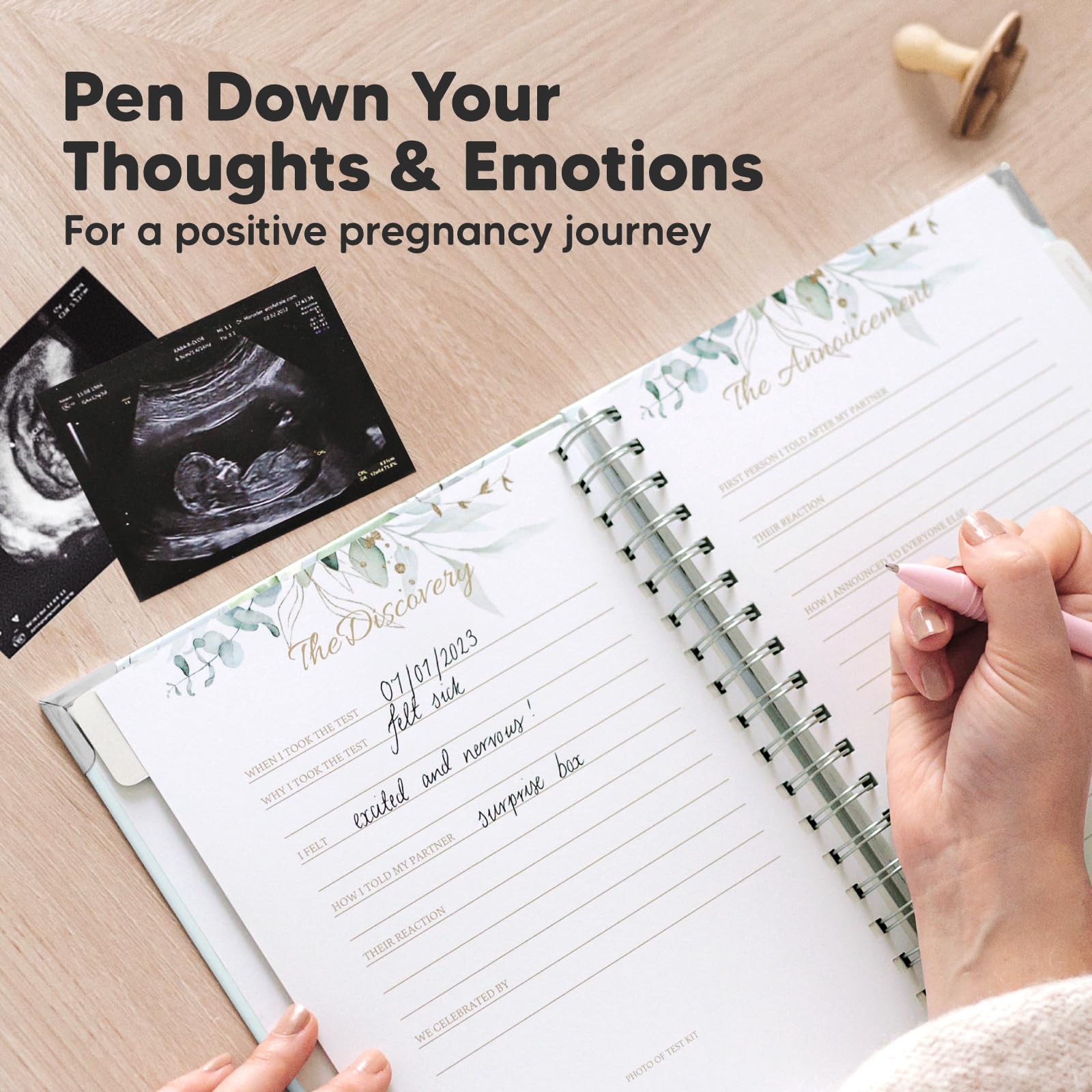 90-Page Hardcover Pregnancy Journal & Memory Book for First-Time Moms - Baby Keepsake Planner, Ultrasound Scrapbook, Mom Diary (Frost) - Perfect for Recording Pregnancy Milestones, Baby's First Year & Creating Cherished Family Memories