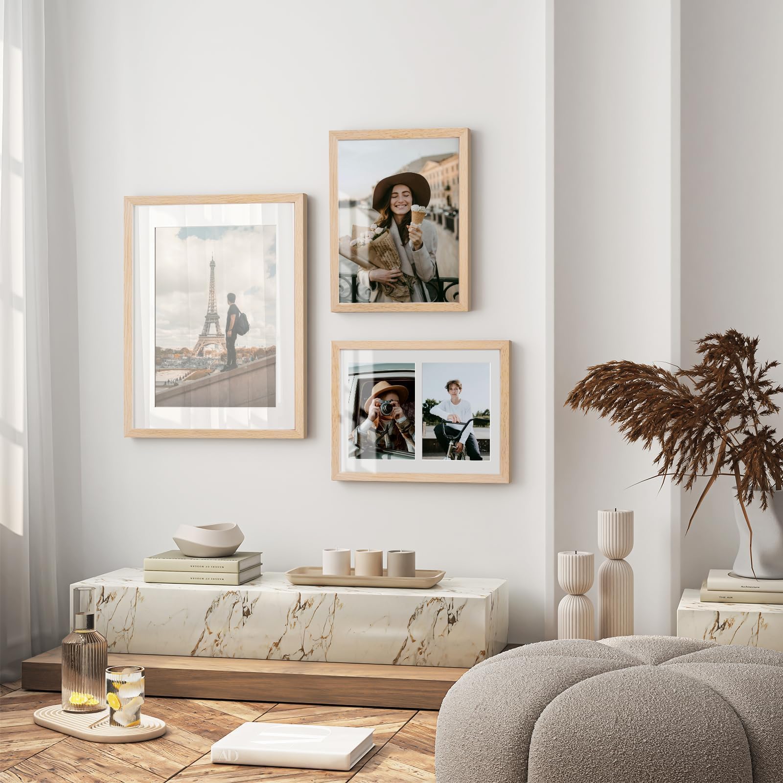 Puthiac 12x16 Oak Wood Picture Frame - Minimalist Solid Wood Poster Frame for Wall Art, Photos & Prints (1 Pack, Beige) | Perfect for Living Room, Bedroom & Office Decor