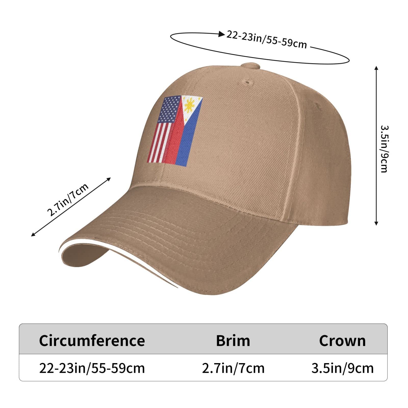 American & Philippines Flag Baseball Golf Cap - Adjustable Trucker Hat for Outdoor Sports & Casual Wear - Custom Patriotic Design for Golf, Baseball & Everyday Use