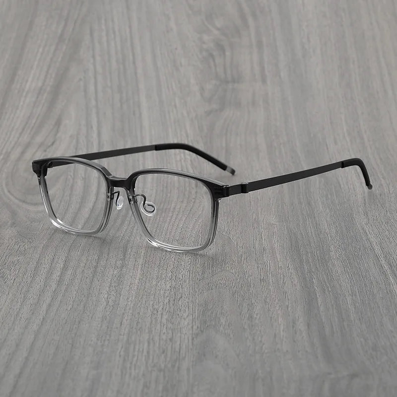 Stylish Black Square Acetate & Titanium Women's Eyeglasses - Lightweight Screwless Full Rim Frame 6007 | Perfect for Work, Reading & Everyday Fashion