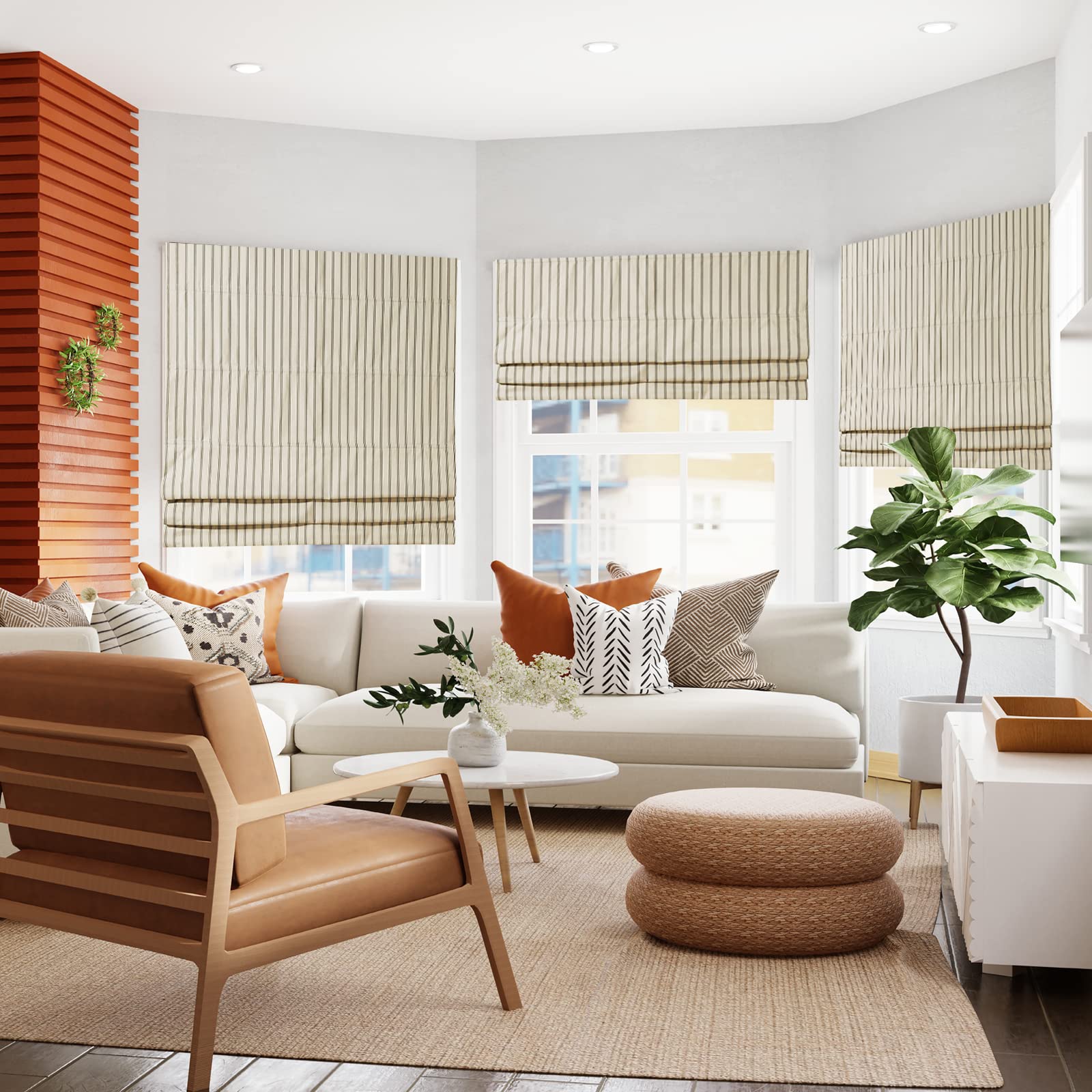 Cordless Roman Shades for Windows - Grey Custom Lined Blackout Window Blinds | Thermal Insulated Washable Fabric | Room Darkening Privacy Shades for Bedroom, Living Room, French Doors & Kitchen | Perfect for Light Control & Energy Efficiency