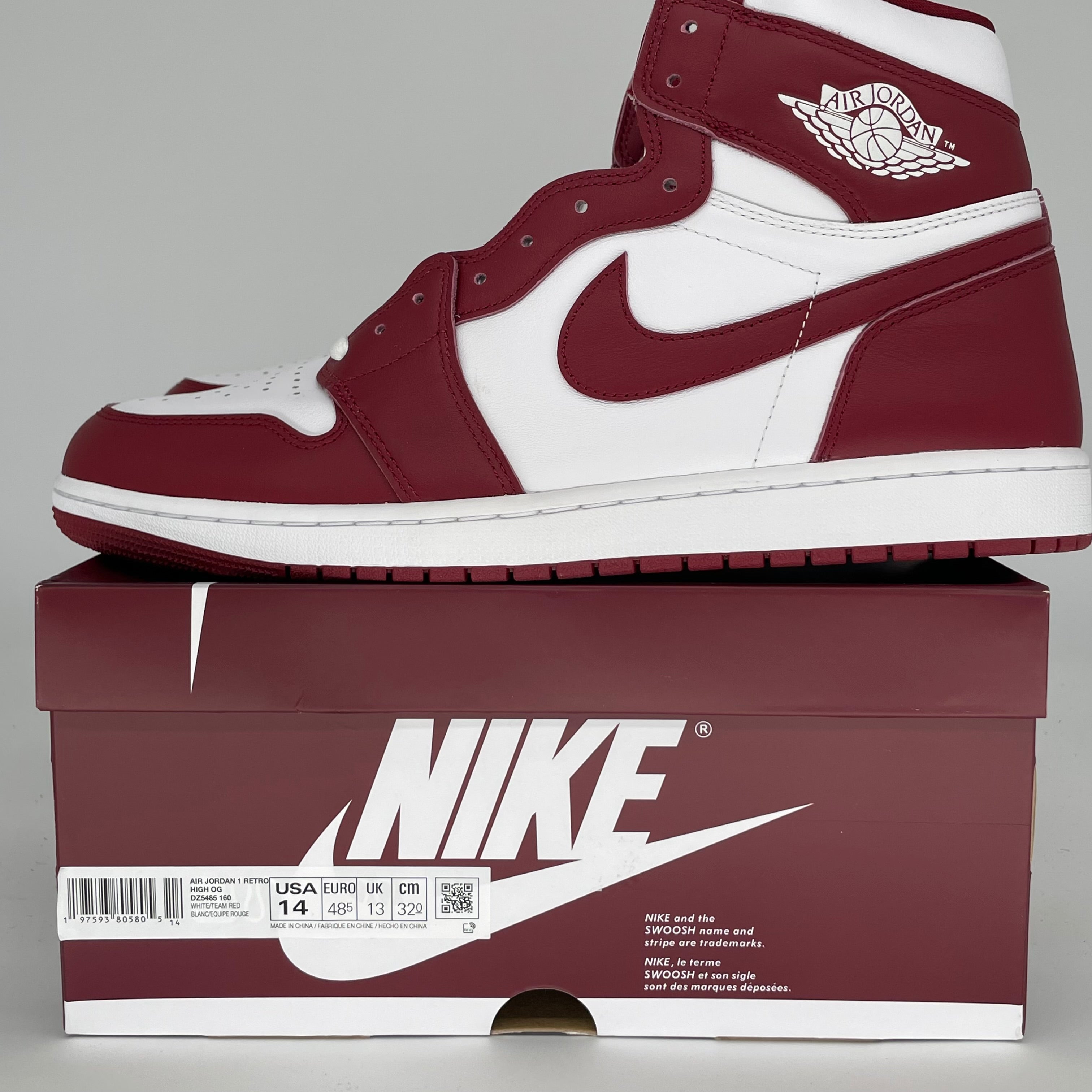 Authentic Air Jordan 1 Artisanal Team Red Basketball Shoes - Men's Size 14 (DZ5485-160) - Perfect for Streetwear Fashion & Sneaker Collectors