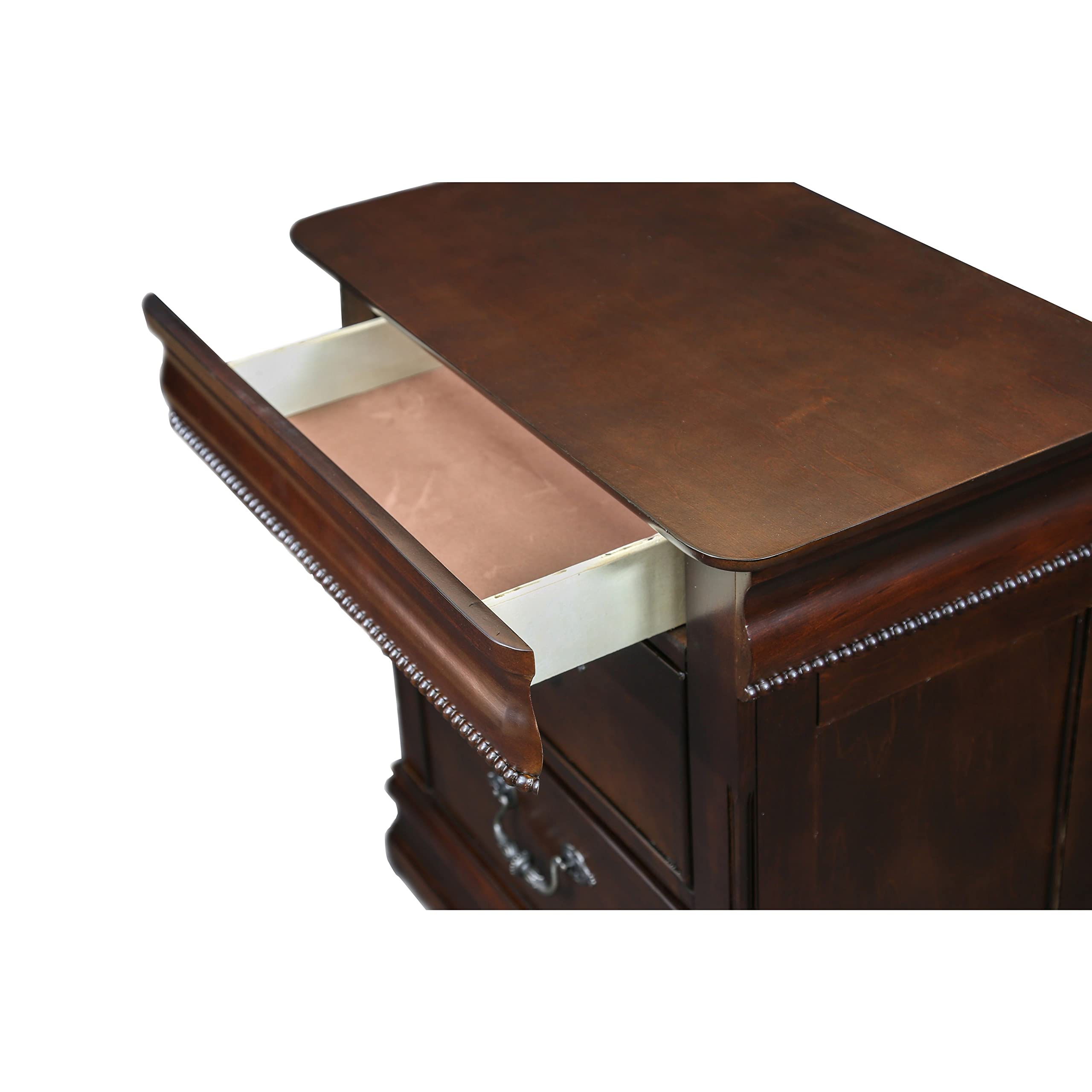 Furniture of America Diva Traditional Cherry Solid Wood Nightstand - Classic Bedside Table for Bedroom, Living Room & Guest Room - Perfect for Storage & Decor