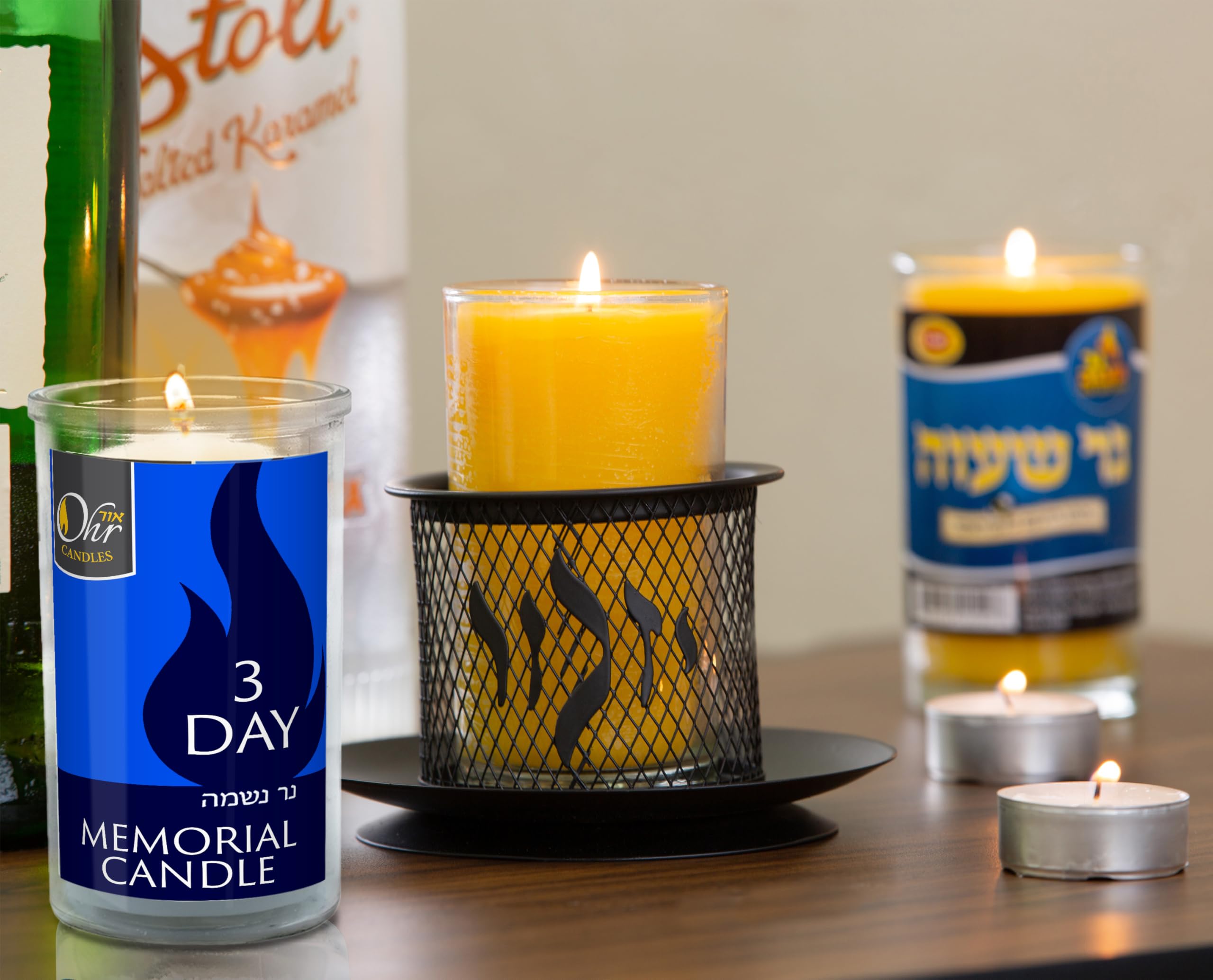 72-Hour Yahrzeit Memorial Candles - 3-Pack Jewish Memorial Candles for Yom Kippur & Remembrance in Glass Tumblers | Perfect for Synagogue, Home Memorials & Religious Ceremonies
