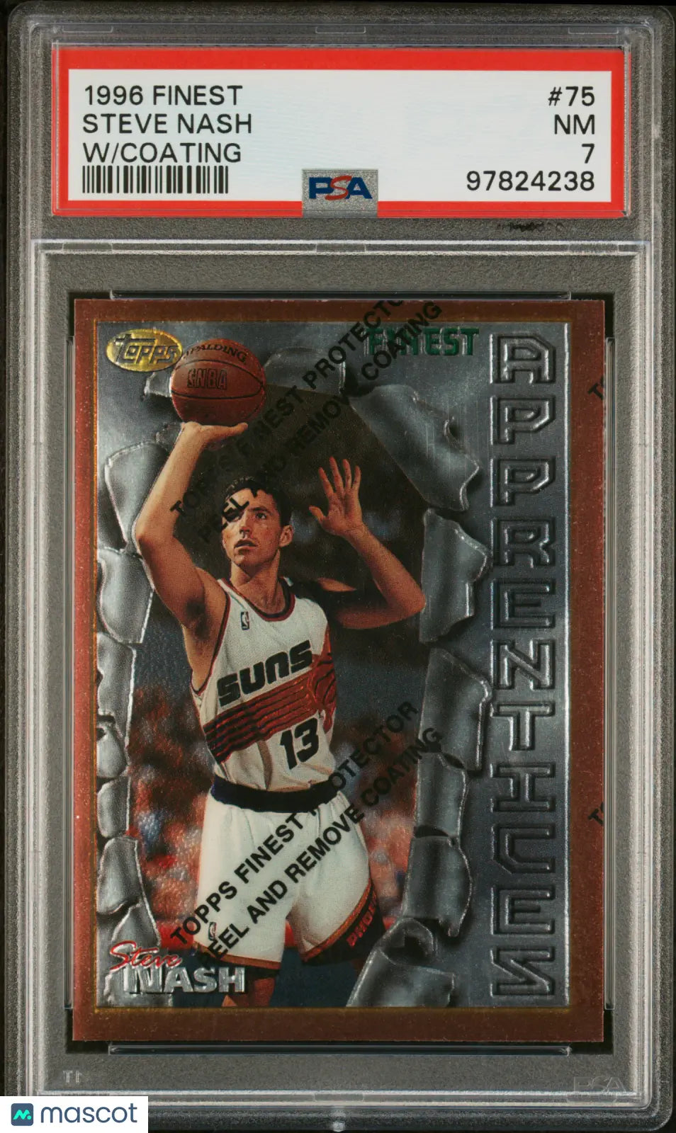 1996 Topps Finest Steve Nash Rookie Card PSA 7 - NBA Basketball Collectible for Display & Investment