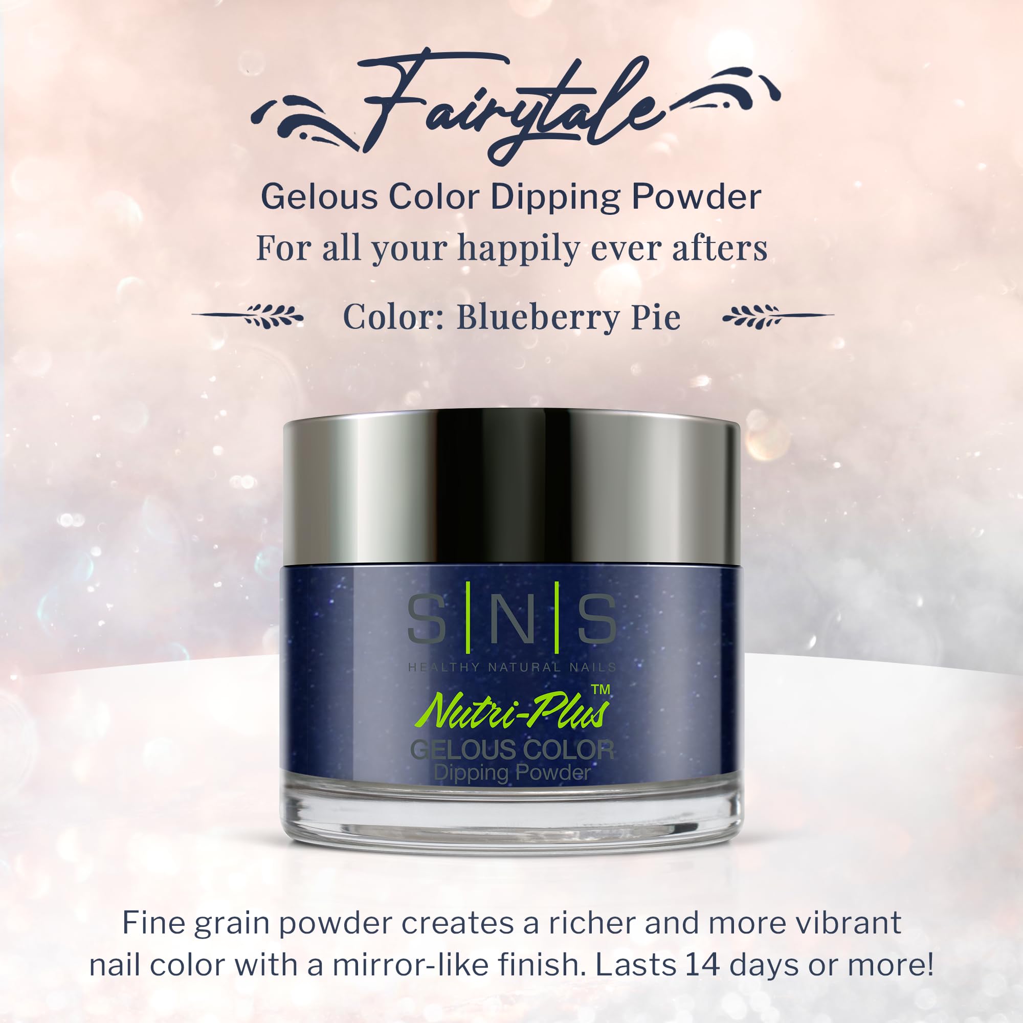 SNS Nail Dip Powder - Gelous Blueberry Pie Dipping Powder (Blue/Navy Shimmer) - 14-Day Long Lasting Dip Nail Color - Low Odor, No UV Lamp Needed - 1 Oz - Perfect for Home Manicures & Salon Nail Art