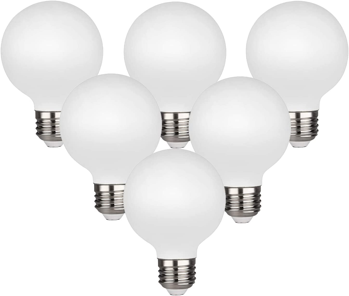 KGC LED Edison Globe Light Bulbs - 5W (40W Equivalent) Dimmable G25/G80 Filament Bulb - 4000K Neutral White CRI90 - Milky Glass - Perfect for Bathroom Vanity, Mirror Lighting & Vintage Decor - Pack of 6