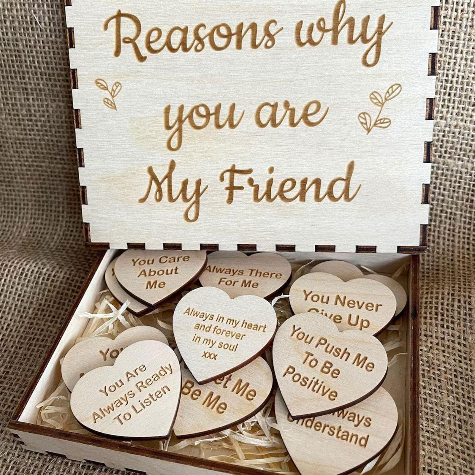SUCADA Unique Friendship Gift - Reasons Why You're My Best Friend Wooden Hearts, Thinking of You Keepsake Box for Women, Perfect for Birthday, Anniversary, or Just Because