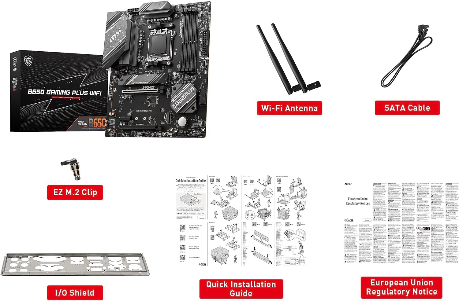 AMD Ryzen 5 7600X CPU & MSI B650 Gaming Plus WiFi Motherboard Bundle - AM5 Socket, ATX, DDR5, PCIe 4.0, Wi-Fi 6E - Perfect for Gaming PCs, Streaming & Content Creation