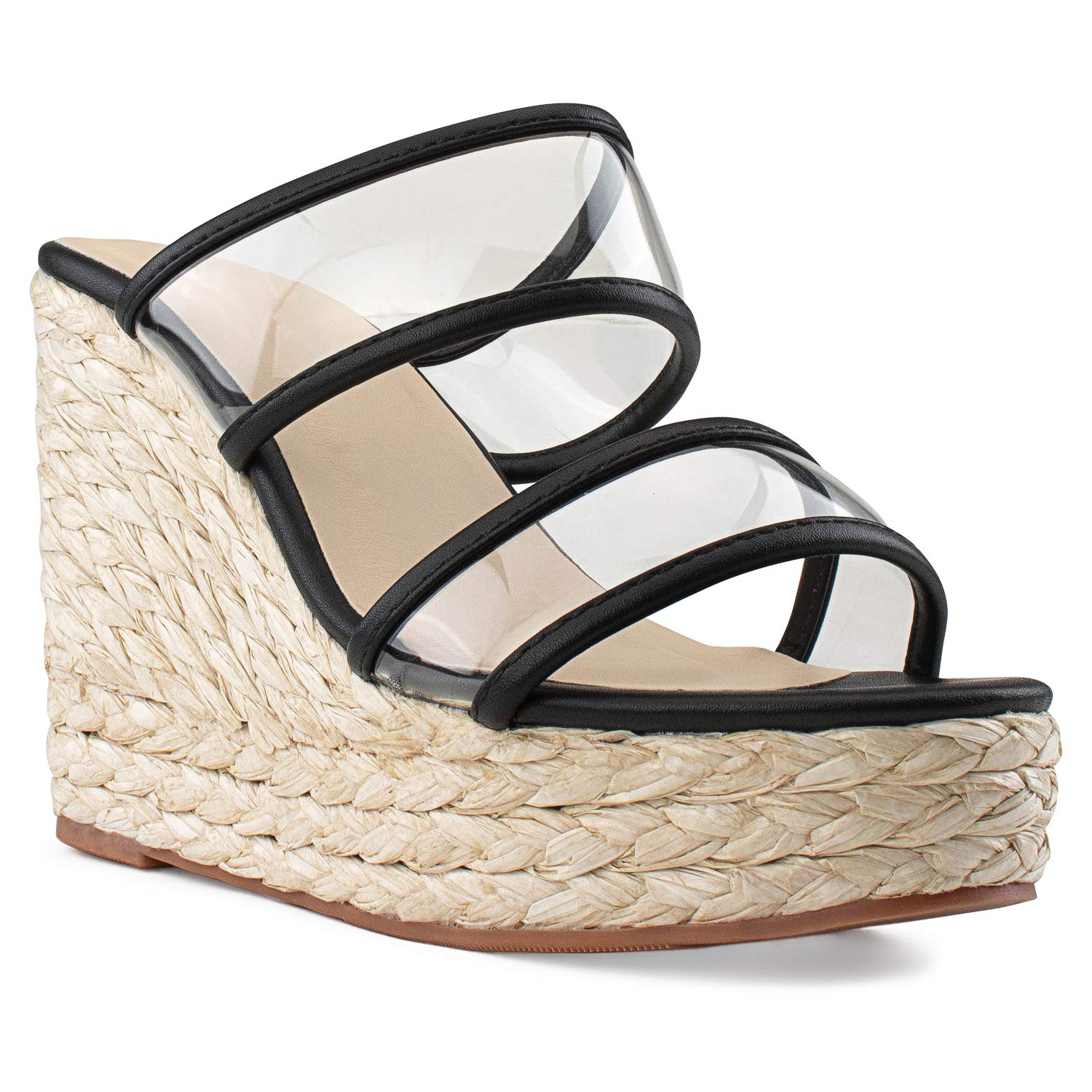 RF ROOM OF FASHION Women's Clear Band Wedge Sandals - Comfortable Summer Beach Shoes for Women, Fashionable Transparent Strap Heels - Perfect for Vacation, Pool Party & Outdoor Wear