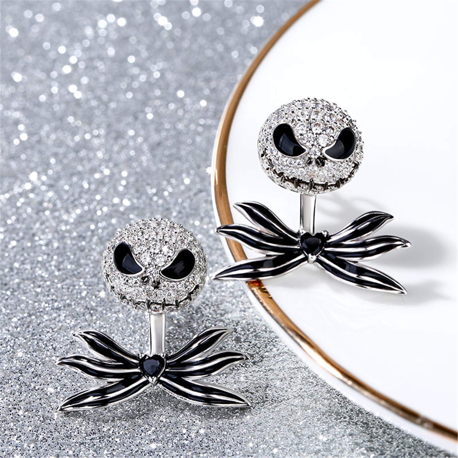 Jeulia Bat Bow Tie Skull Heart Cut Sterling Silver Earrings for Women - Halloween, Christmas, Birthday Gift for Bride, Friend, Wife - Elegant Jewelry Box Included - Perfect for Parties, Weddings & Gothic Fashion