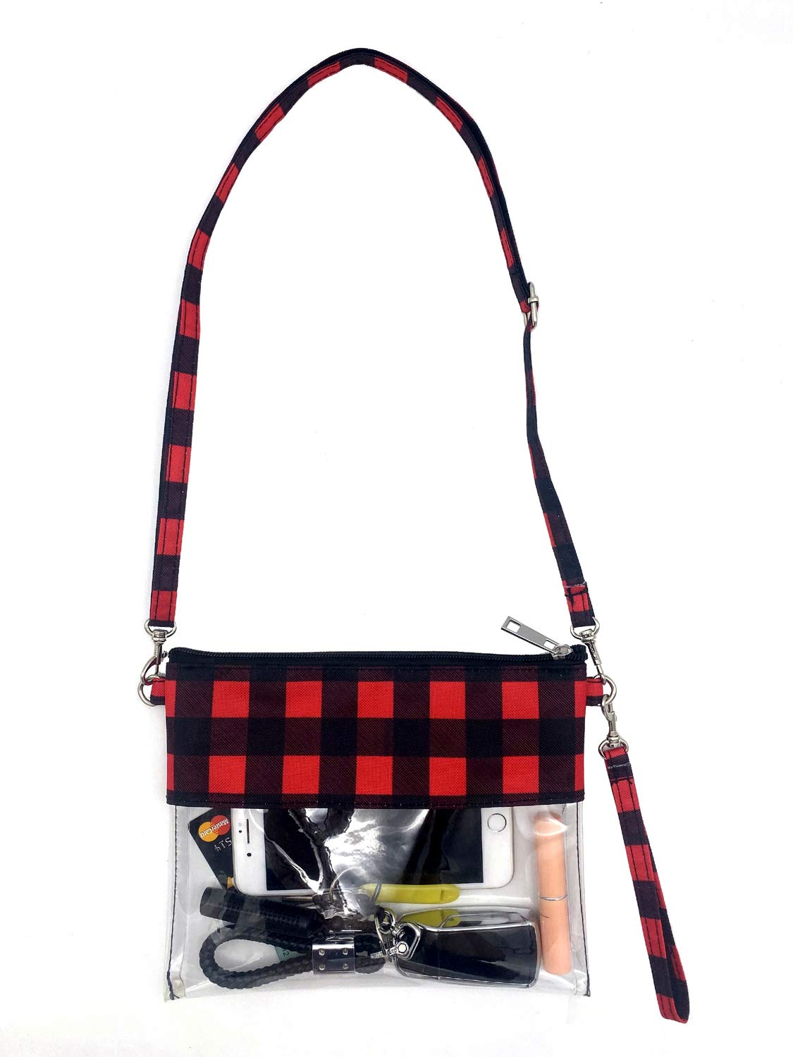 KOSTOO Clear Crossbody Purse Bag - Waterproof Gym Zippered Tote & Toiletry Organizer with Adjustable Shoulder Strap | Perfect for Work, Travel, Sports Games & Concerts | Transparent Gameday Essentials Bag