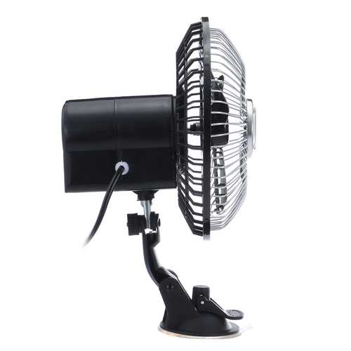 6 Inch Black 12V 24V Mini Car Air Fan - Portable Cooling Fan with Strong Suction for Vehicle Ventilation - Perfect for Trucks, RVs, and Road Trips