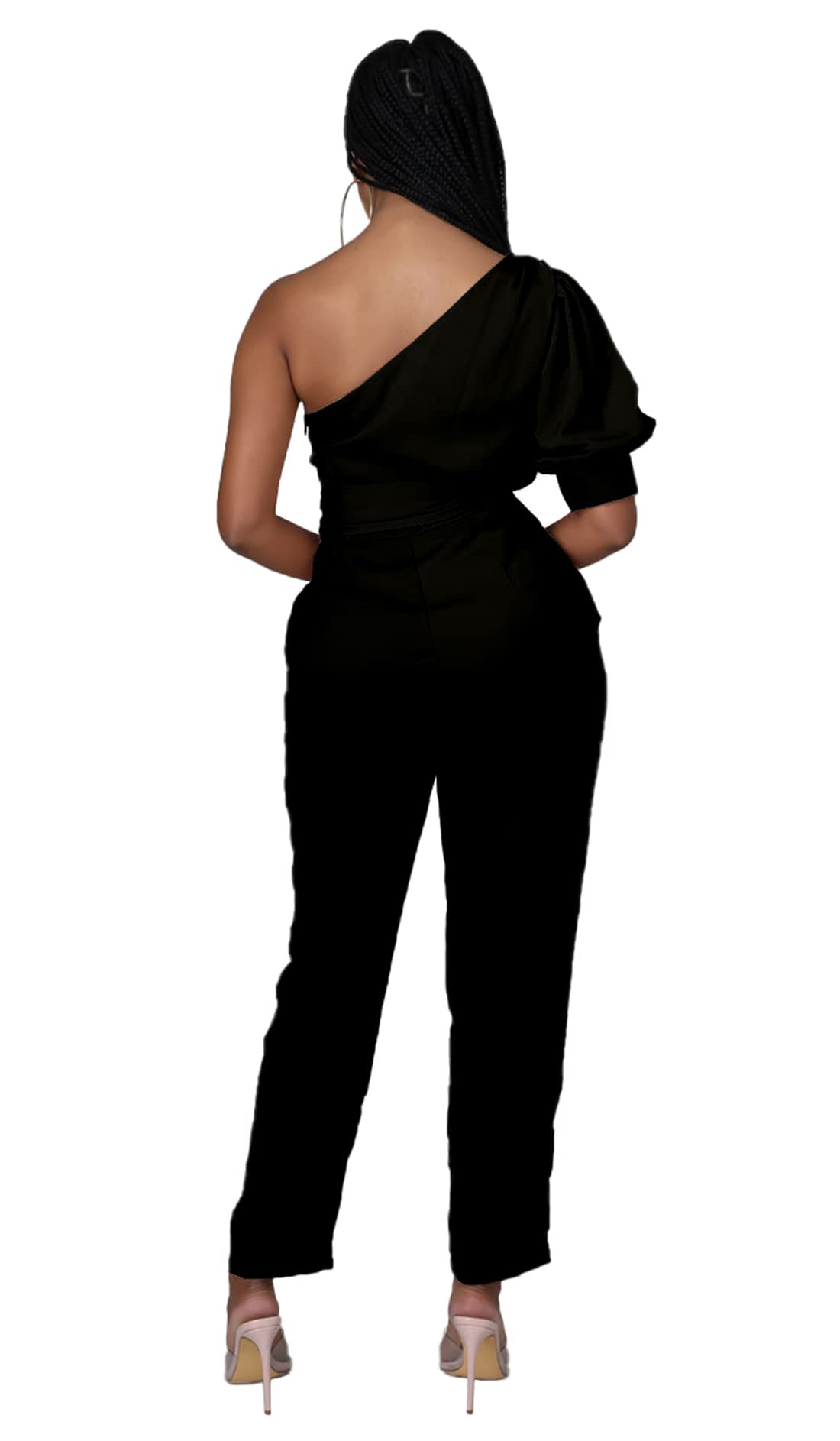 DeftSharp 2025 Women's Sexy Cocktail Party Romper - Back Zip Belt Long Jumpsuit for Clubwear, Casual Work & Night Out | Perfect for Parties, Dating & Office Events