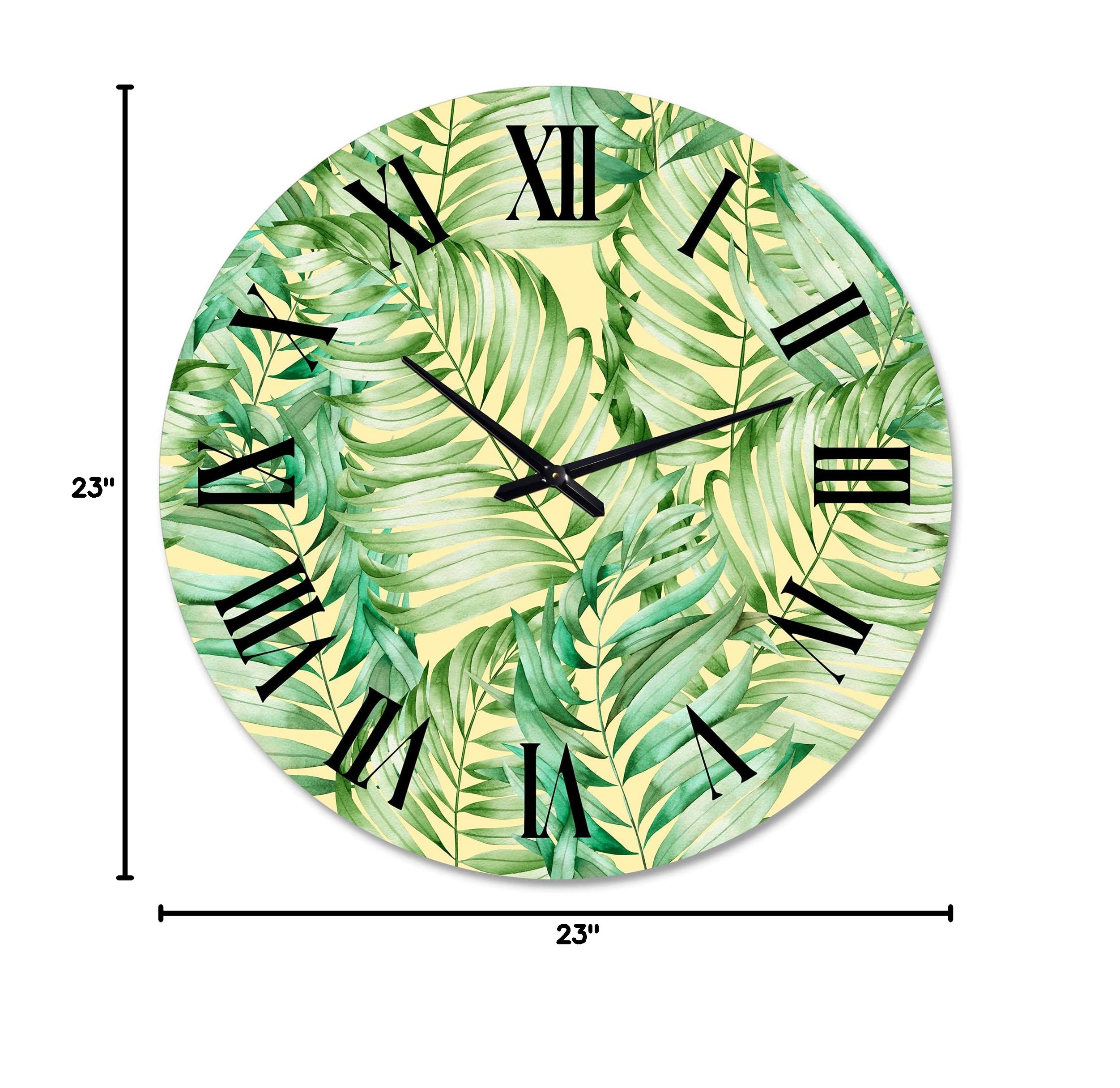 DesignQ Tropical Wall Clock - Large Monstera Leaf Botanical Wall Decor for Living Room, Bedroom & Office | Modern Floral Home Decoration | Silent Non-Ticking Clock