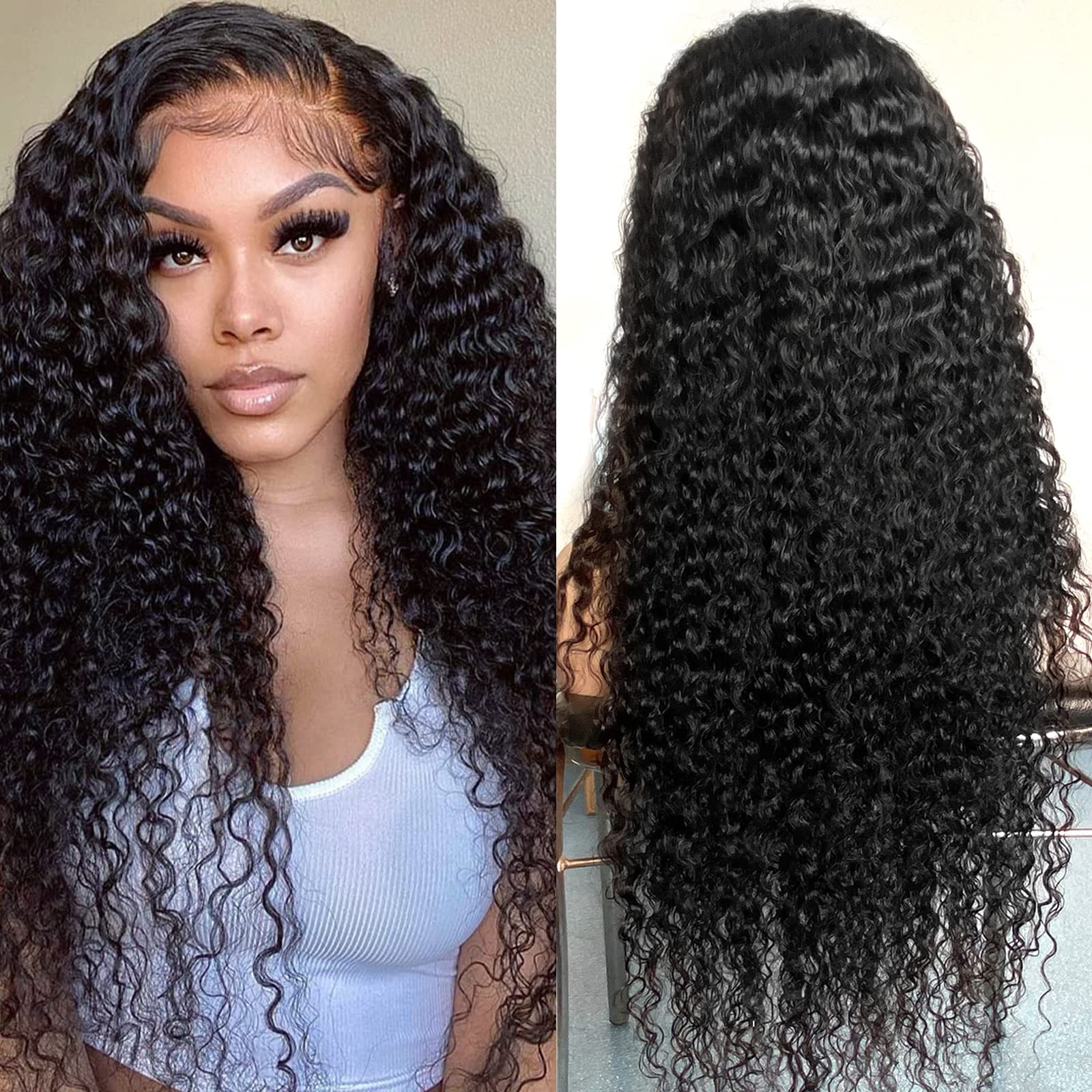 SuCoo 20 Inch Brazilian Deep Wave Human Hair Lace Front Wig - Pre Plucked with Baby Hair, Glueless 13x4 HD Transparent Lace, 150 Density Virgin Hair for Women | Perfect for Daily Wear, Parties, Cosplay & Special Occasions