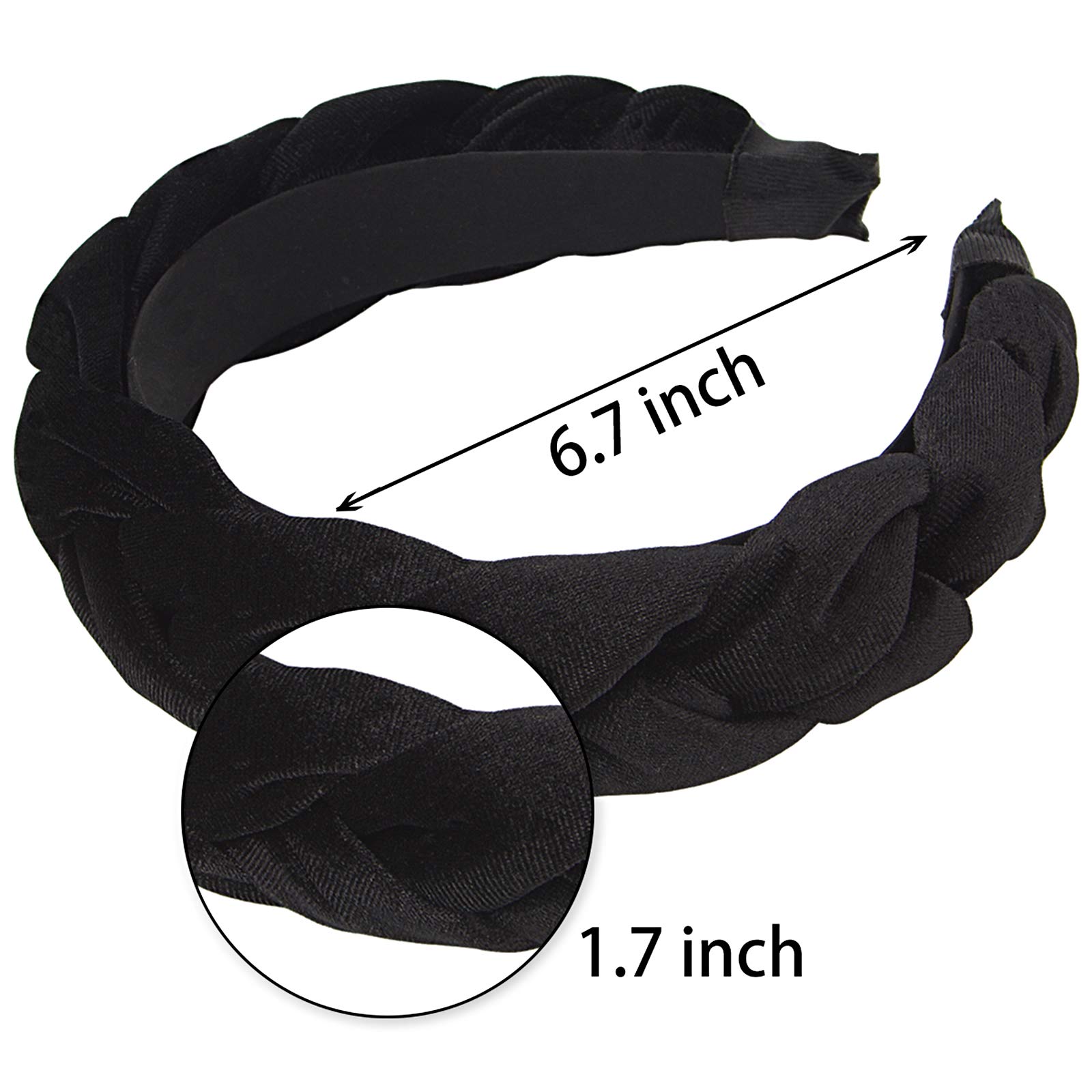 Women's Velvet Braided Headbands - Criss Cross Fashion Hair Accessories for Women (Black) | Perfect for Work, Parties & Everyday Style