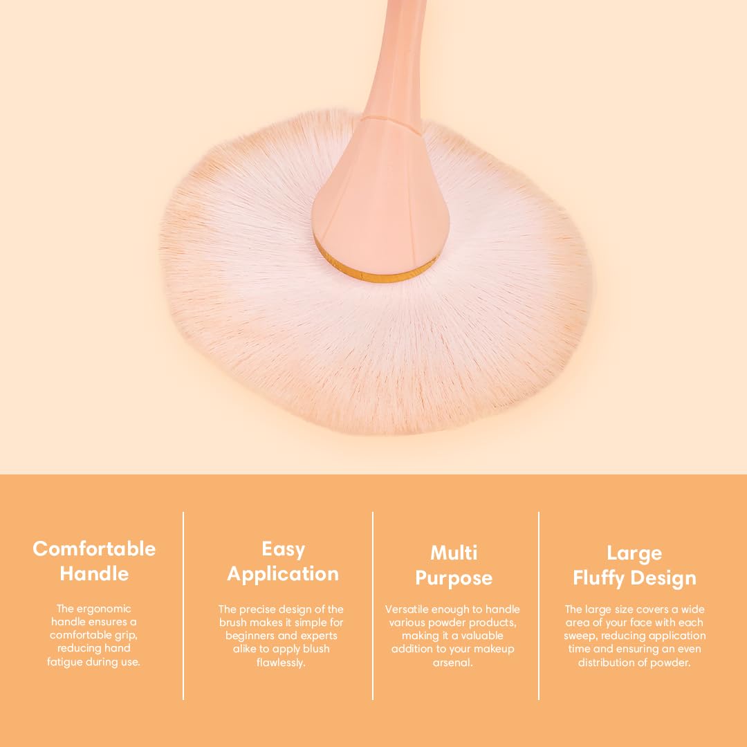 Gleva Professional Powder & Blush Cheek Brush - Multipurpose Travel Makeup Brush for Cheeks, Forehead, Jawline & Nose Blending - Flawless Highlighter & Loose Powder Brush (Black) - Perfect for Everyday Makeup, Travel & Professional Makeup Artists