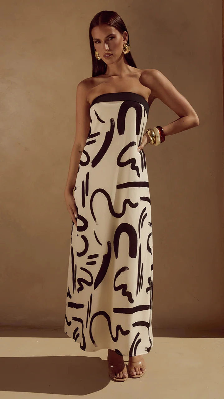 Alba Maxi Dress in York Sand - Flowy Summer Beach Dress for Women, Perfect for Vacations, Parties & Casual Outings