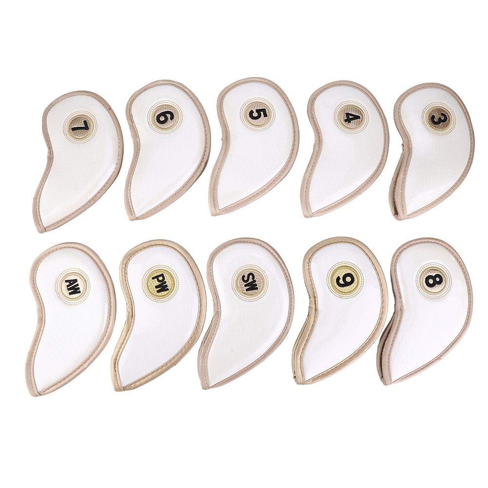 Vbestlife 10 Pcs Waterproof Golf Club Head Covers - Soft Crystal PU Fabric for Dustproof Protection | Ideal for Golf Course, Driving Range & Travel Storage