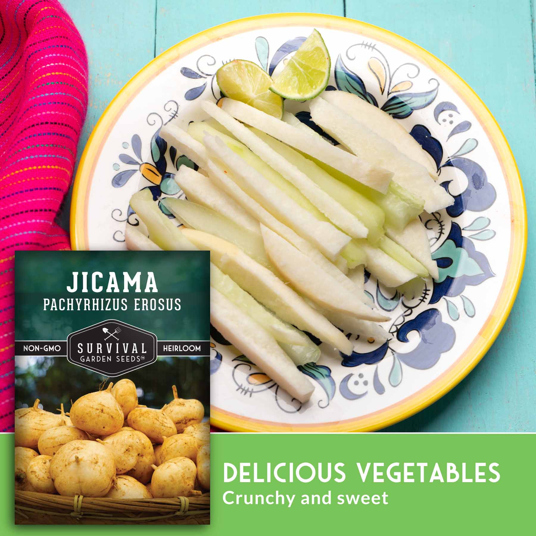 Organic Jicama Seeds for Planting - Non-GMO, Drought Resistant Mexican Turnip Yam Bean - Perfect for Home Gardens, Urban Farming & Sustainable Agriculture
