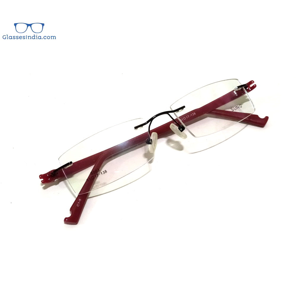 Blue Light Blocking Glasses for Computer Use - Red Rimless Anti Eye Strain Glasses S003RD - Perfect for Gaming, Office Work & Screen Time Protection