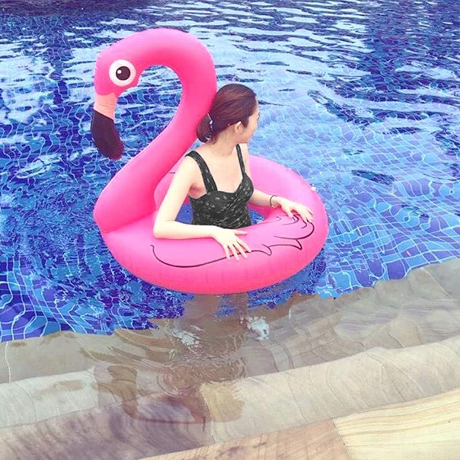 **Flamingo Pool Float - 90cm Inflatable Swimming Tube for Adults & Kids - Summer Beach, Pool Party Lounge Raft - Fun Swim Decorations & Water Toys for Relaxing by the Pool or at the Beach**