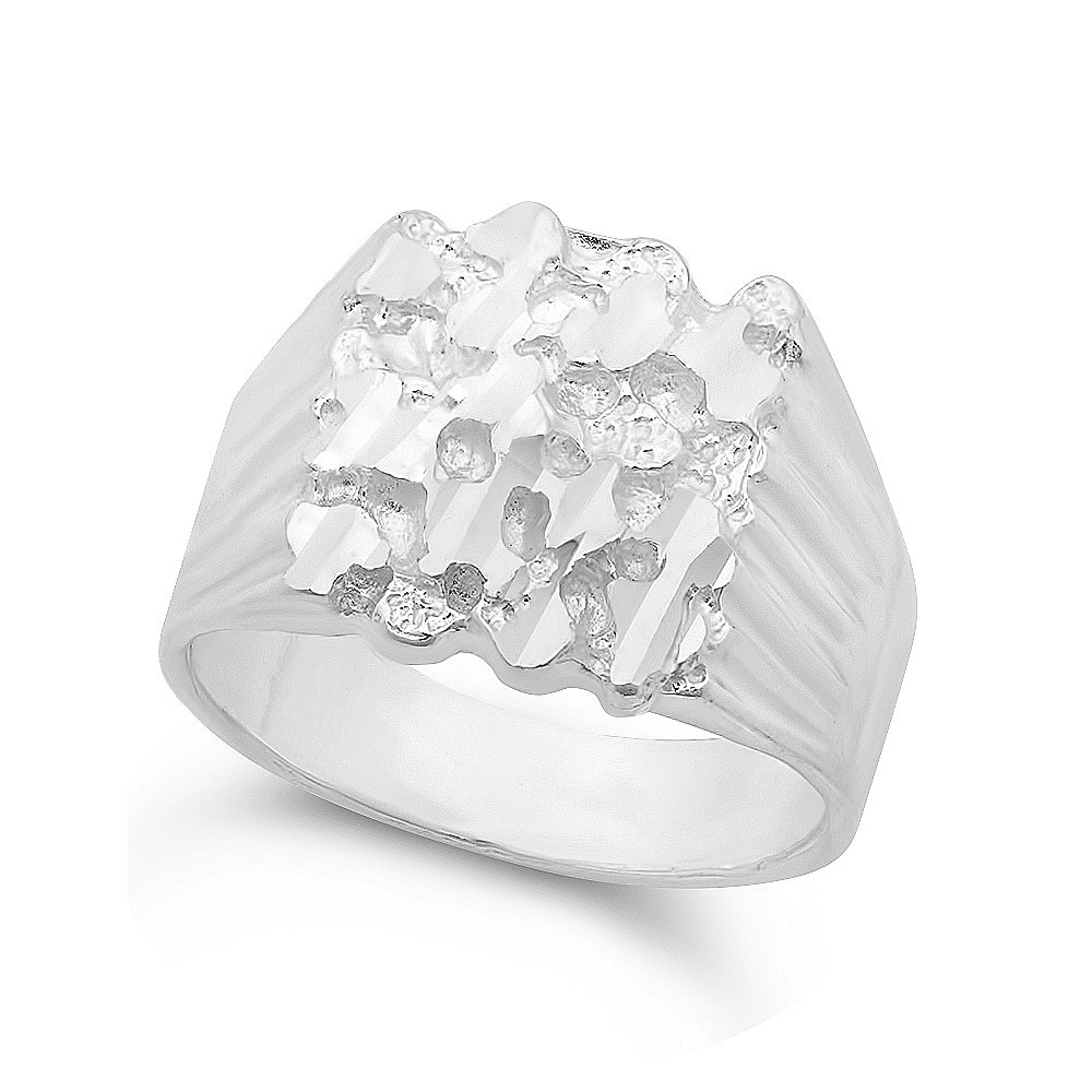 22mm Silver Square Nugget Ring for Women - Sterling Silver Chunky Statement Ring with Gift Box - Perfect for Gifts, Parties & Everyday Wear