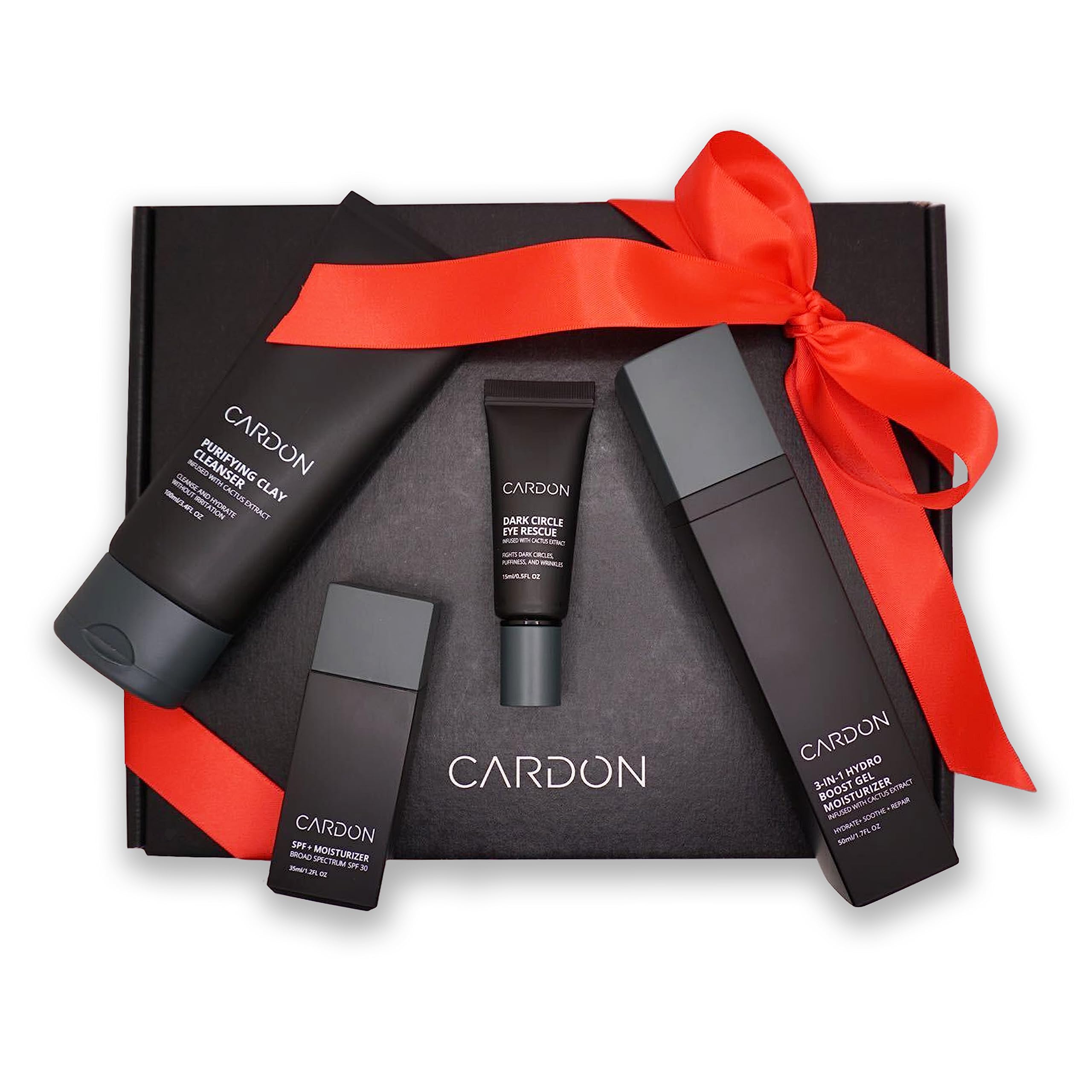 Premium Korean Skincare Gift Set for Men - Anti-Aging Cactus-Based Routine with SPF 30 | Includes Face Wash, Moisturizer, Night Cream & Eye Cream (4-Piece Set) | Perfect for Daily Use, Travel & Gifting
