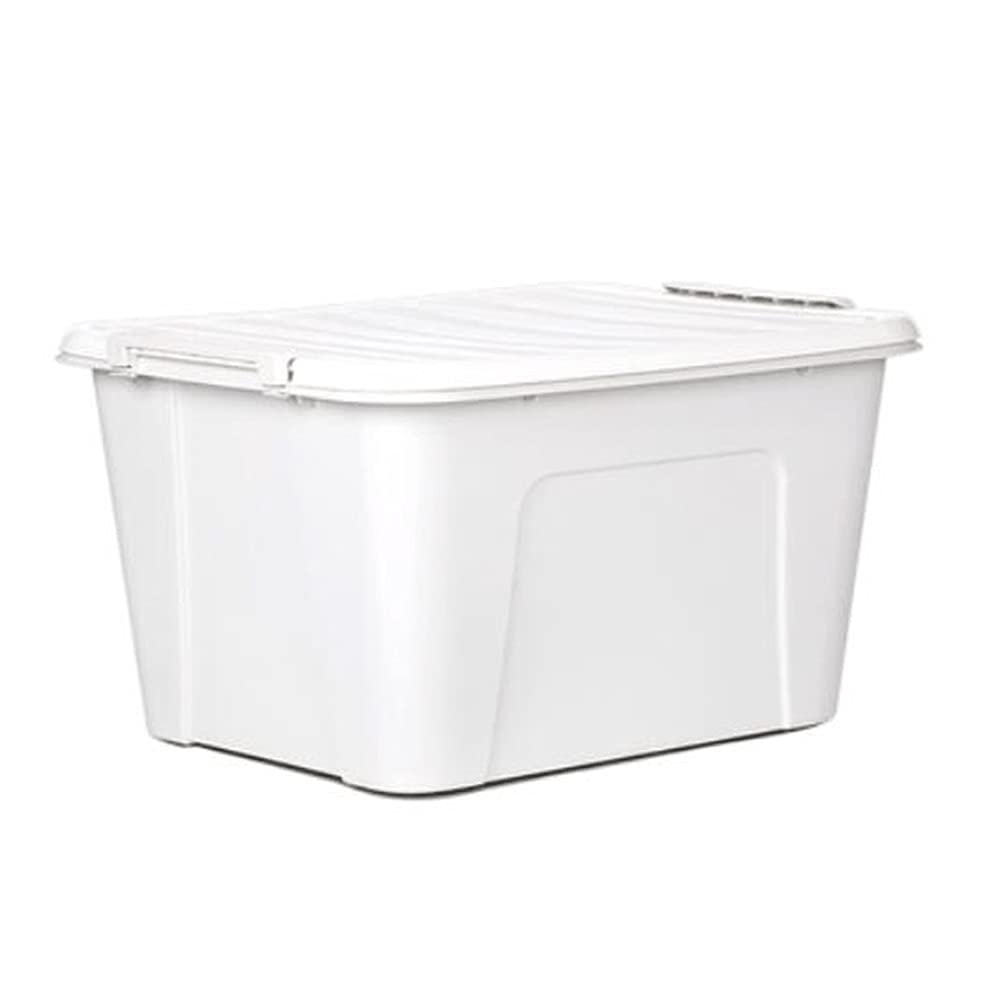 WOCOYO 3-Pack Stackable Plastic Storage Bins with Secure Latches - Small, White | Organize Closet, Office, Kids Toys & Home Essentials | Durable & Space-Saving Storage Solution