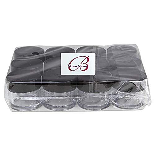 Beauticom 7 Gram / 7 ML Thick Wall Round Leak Proof Clear Acrylic Jars with Black Lids - 72 Pieces Set for Beauty Creams, Cosmetics, Salves & Scrubs - Ideal for DIY Skincare, Travel Toiletries & Professional Salon Use