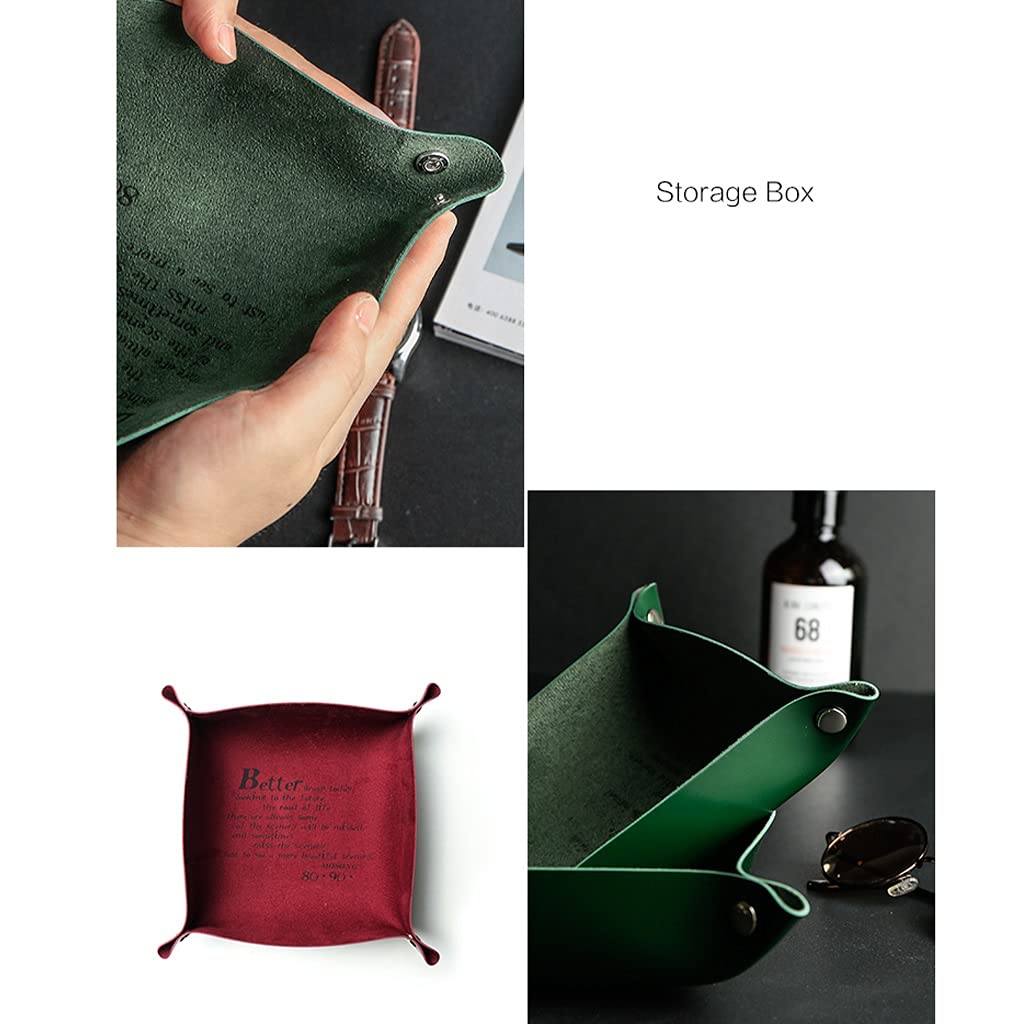 Premium Leather Valet Tray - Desk & Nightstand Organizer for Keys, Jewelry, Watches | Home & Office Storage
