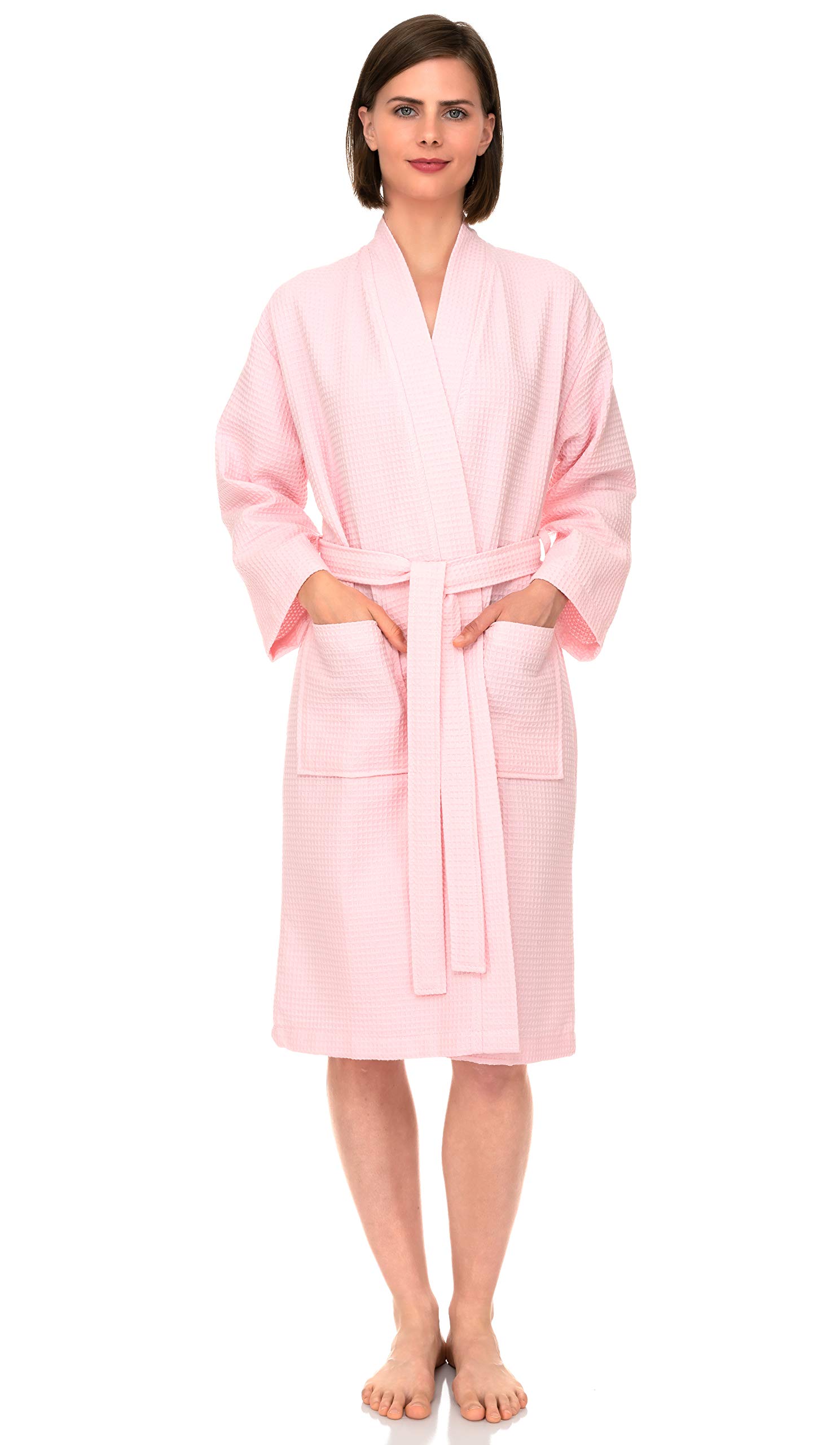Premium Women's Kimono Waffle Spa Bathrobe - Soft Cotton Terry Robe for Women - Cozy Loungewear for Home, Spa & Beach Relaxation