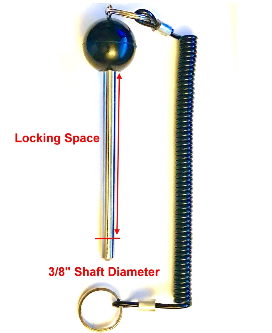 SBD Universal Weight Stack SELECTOR Pins - 3/8” Shaft, 4-1/4” Locking Space - Cotterless Hitch Pins with Coiled Lanyard for Gym Equipment & Fitness Machines | Heavy Duty Strength Training Accessories