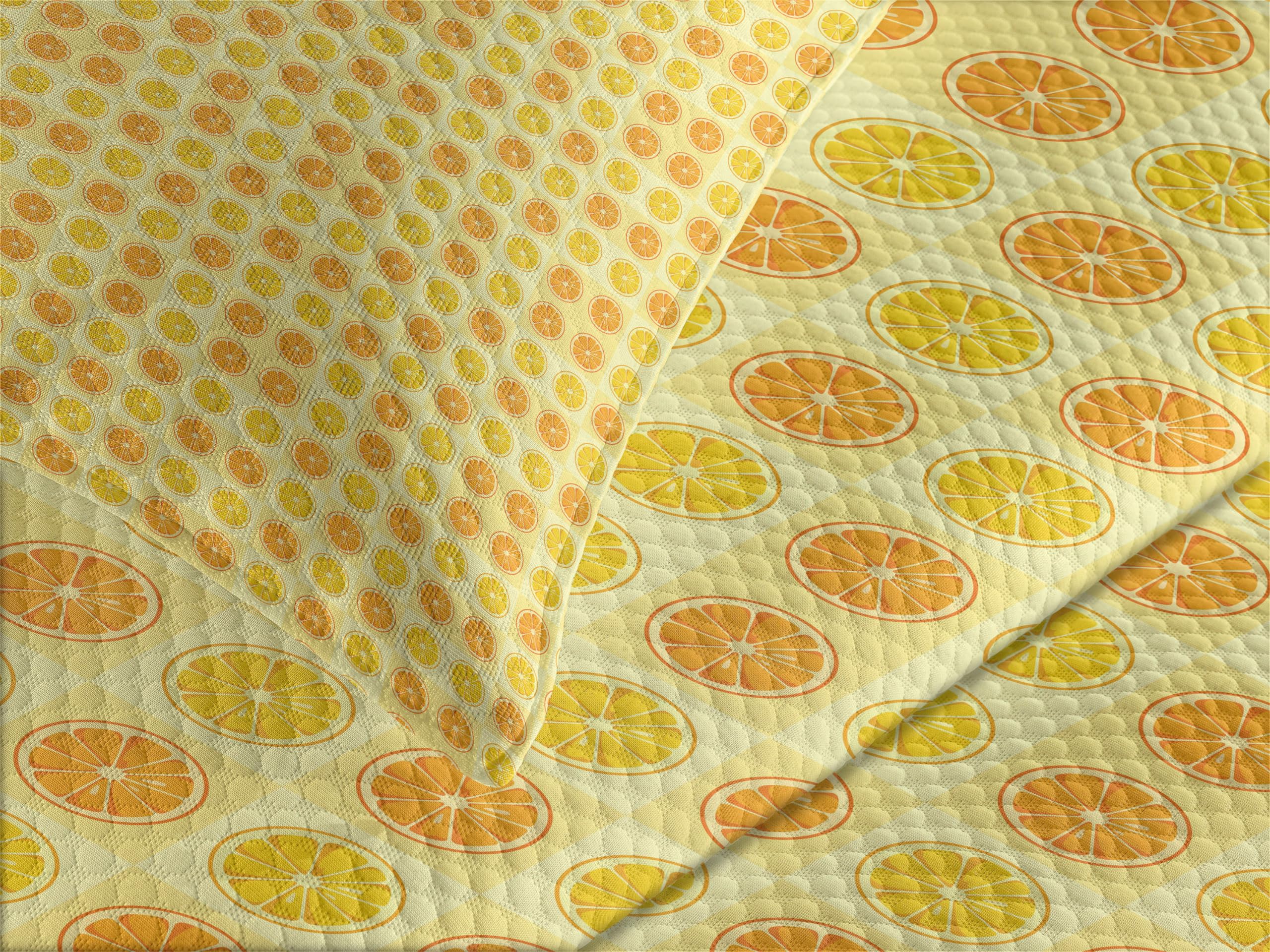 Ambesonne Citrus Fruit Bedspread Set - Twin Size, Pale Yellow for Cozy Bedroom Decor